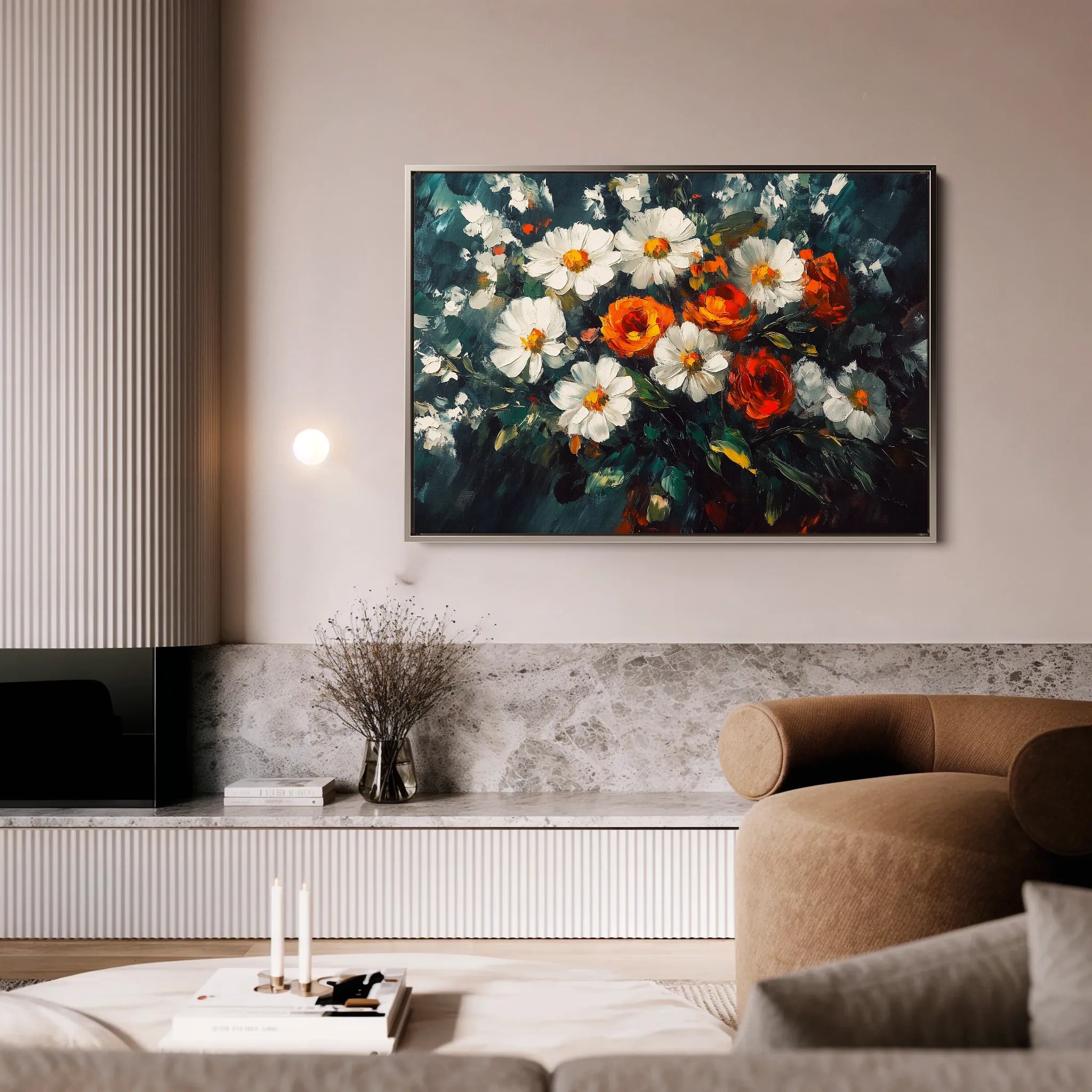 Floral 1002 Canvas Art 60 x 40 cm / Black