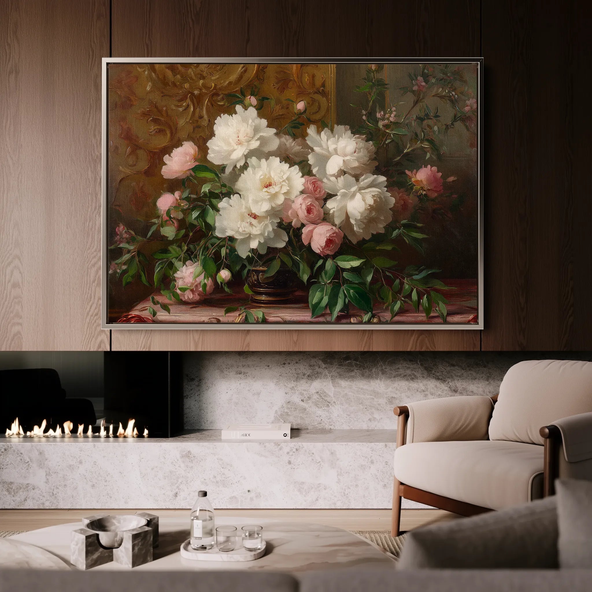 Floral 1008 Canvas Art 60 x 40 cm / Black