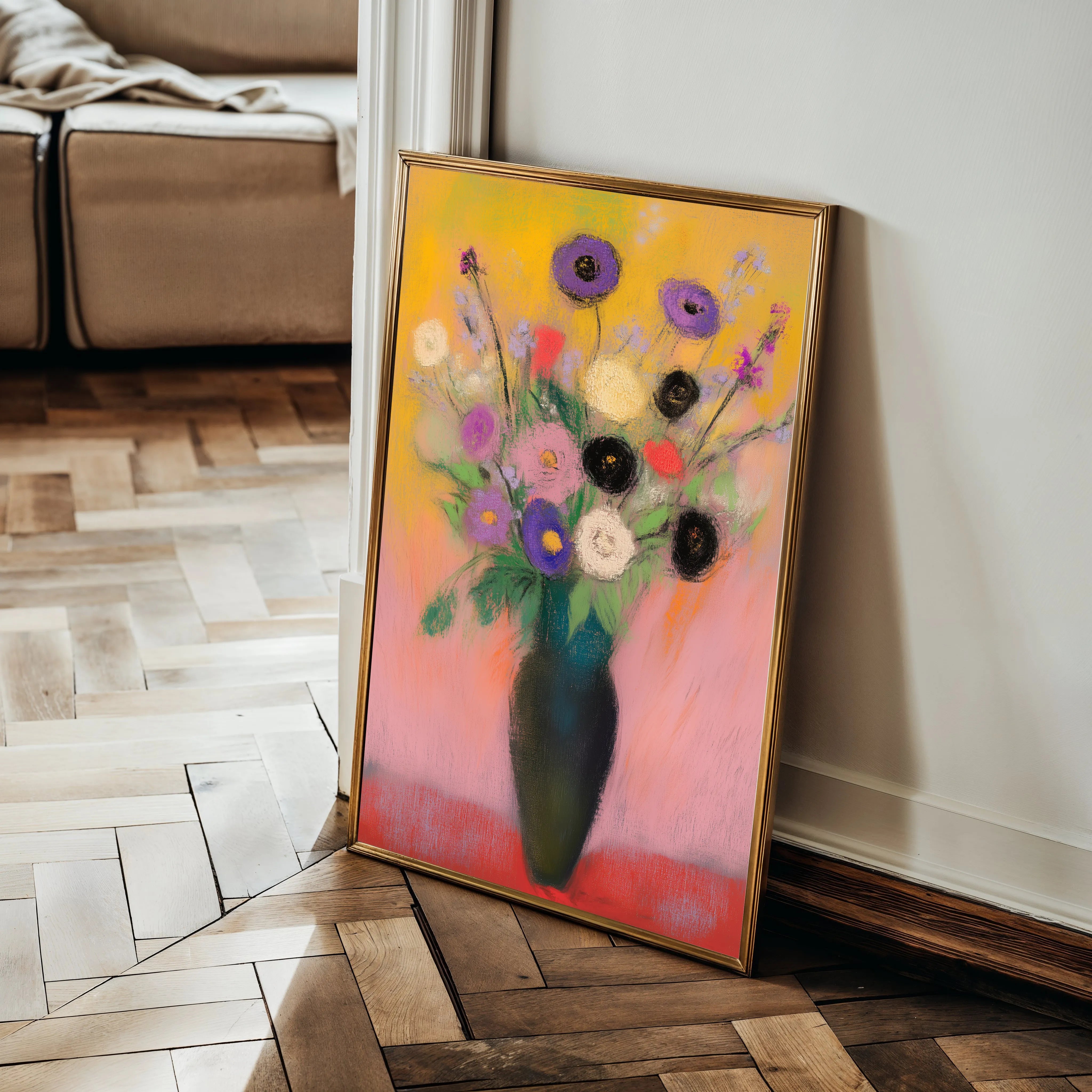 Floral 1013 Canvas Art 60 x 40 cm / Black