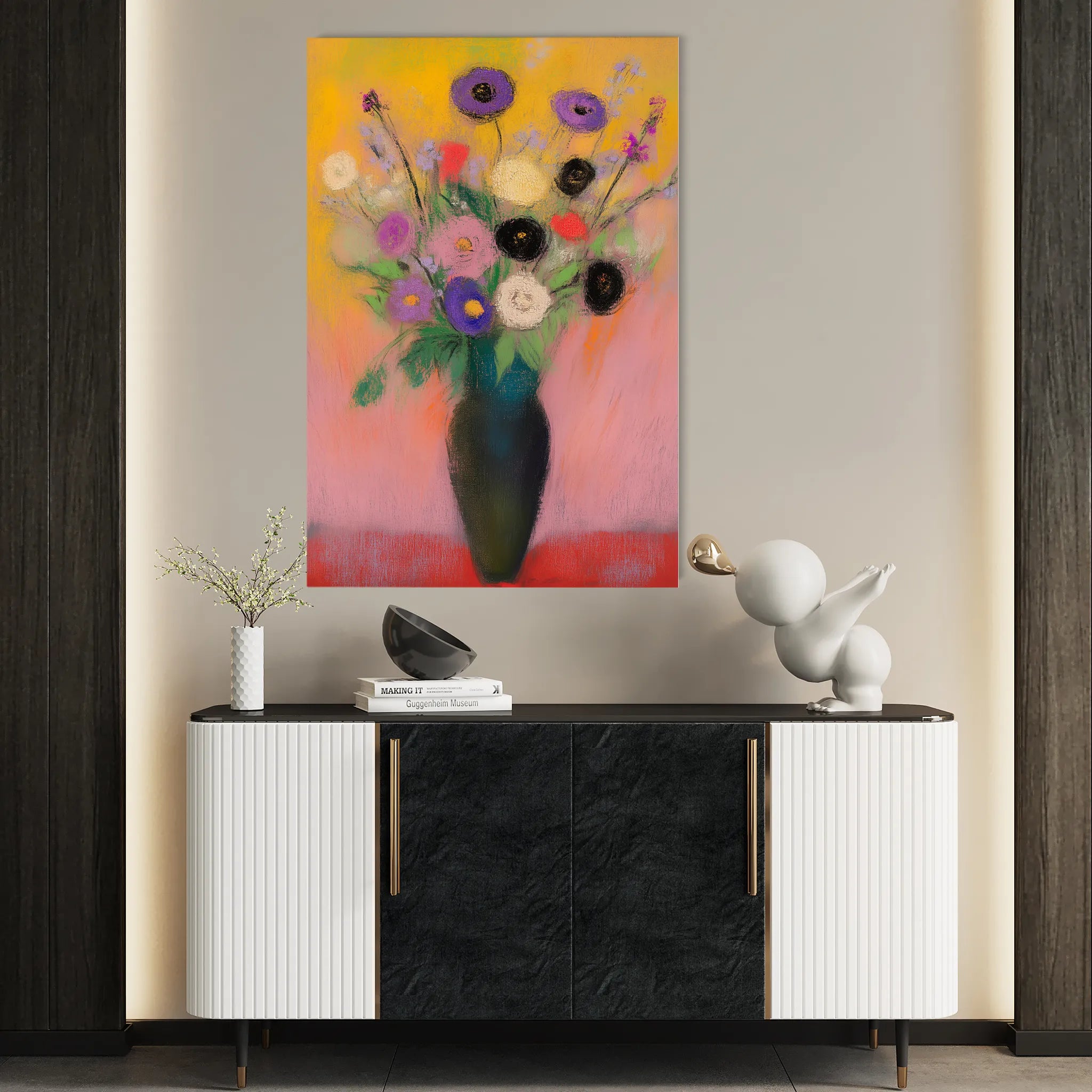 Floral 1013 Canvas Art 60 x 40 cm / Black