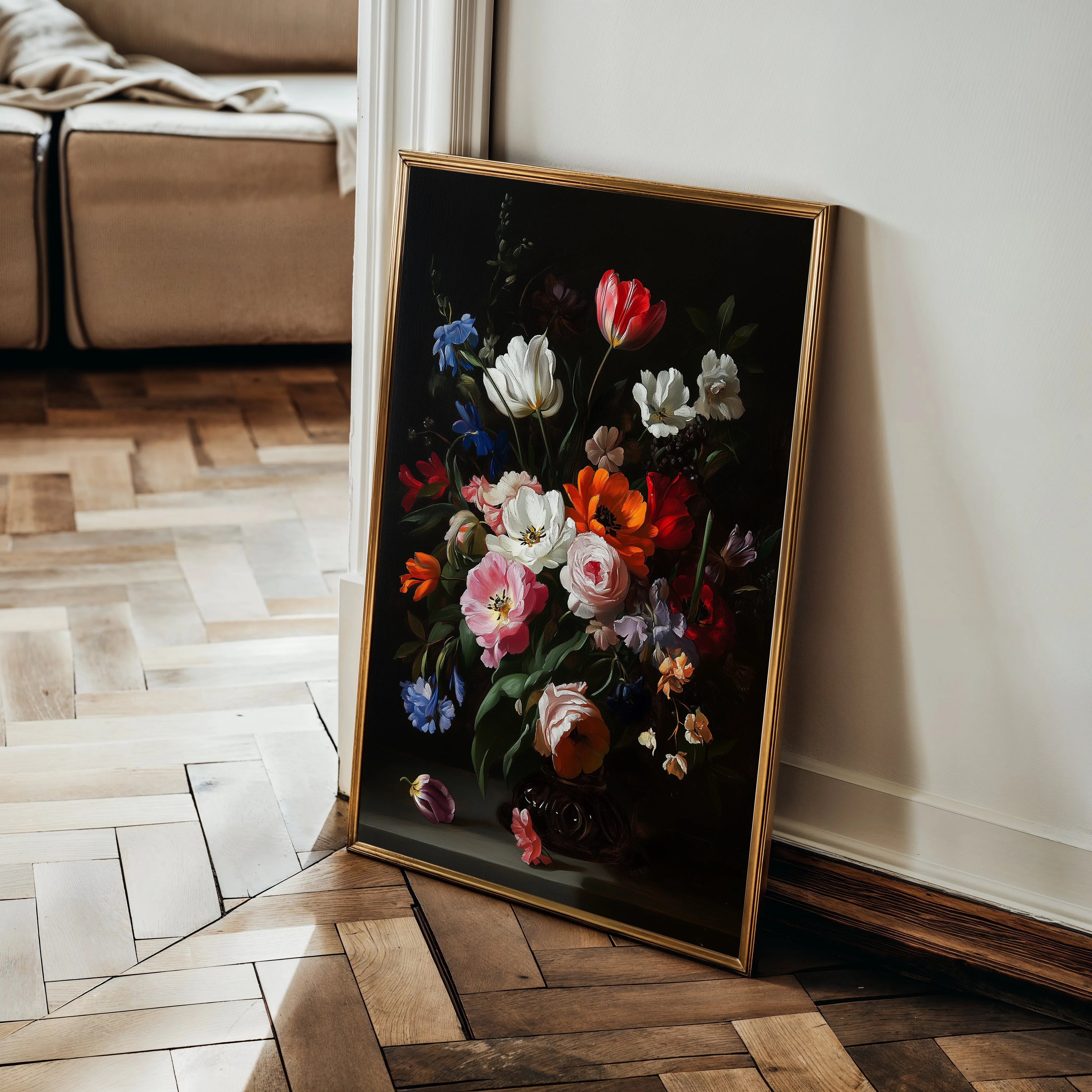 Floral 1014 Canvas Art 60 x 40 cm / Black
