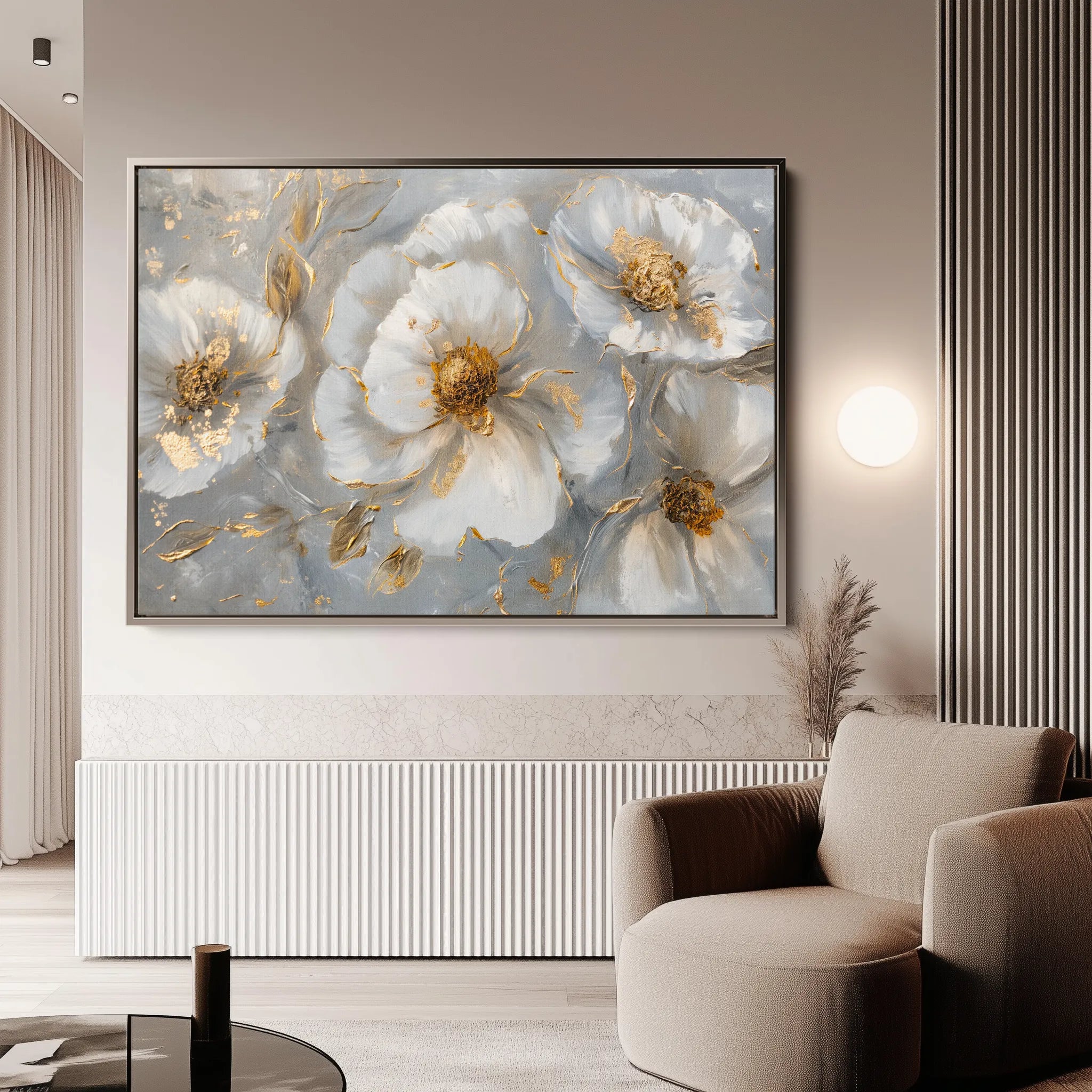 Floral 102 Canvas Art 60 x 40 cm / Black
