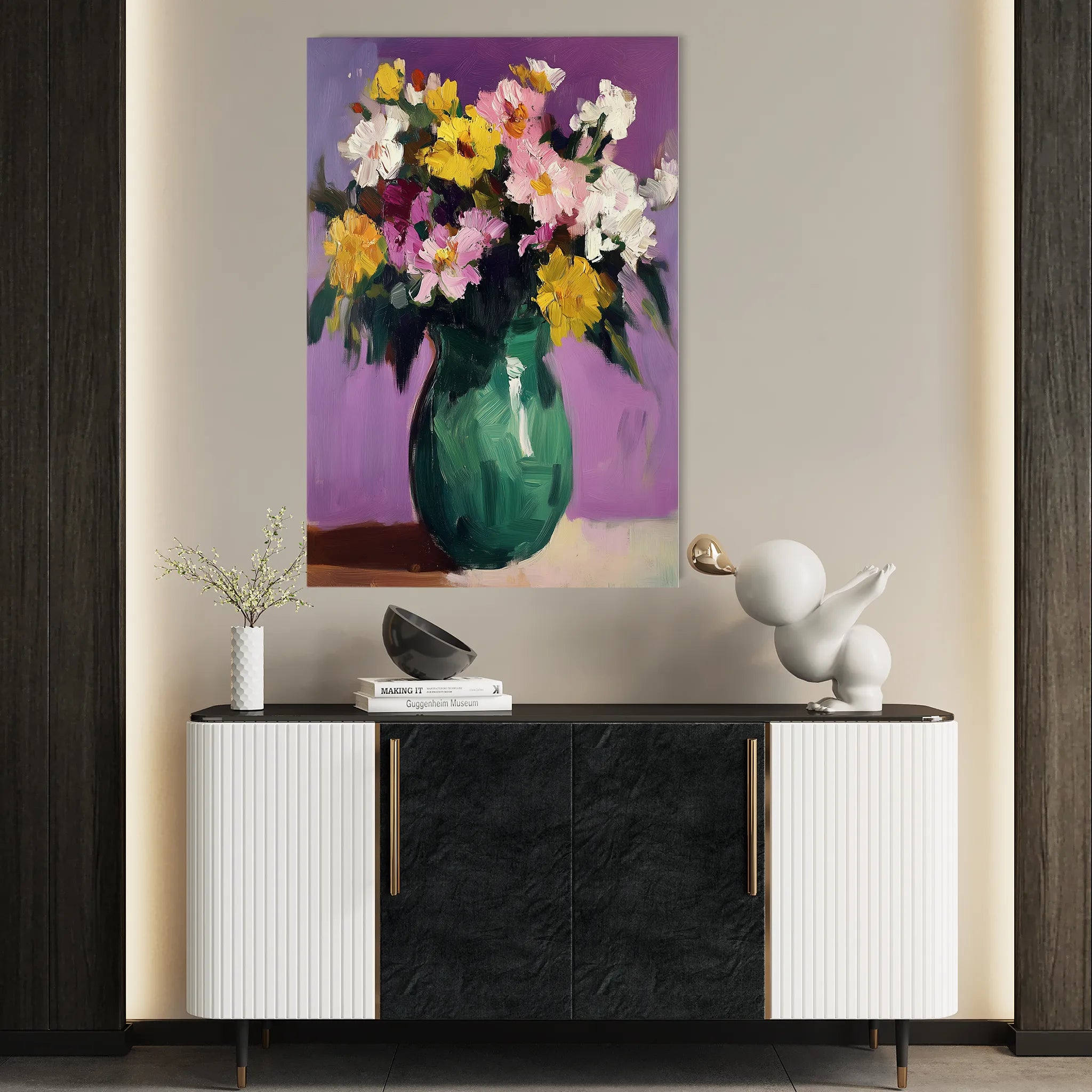 Floral 1024 Canvas Art 60 x 40 cm / Black