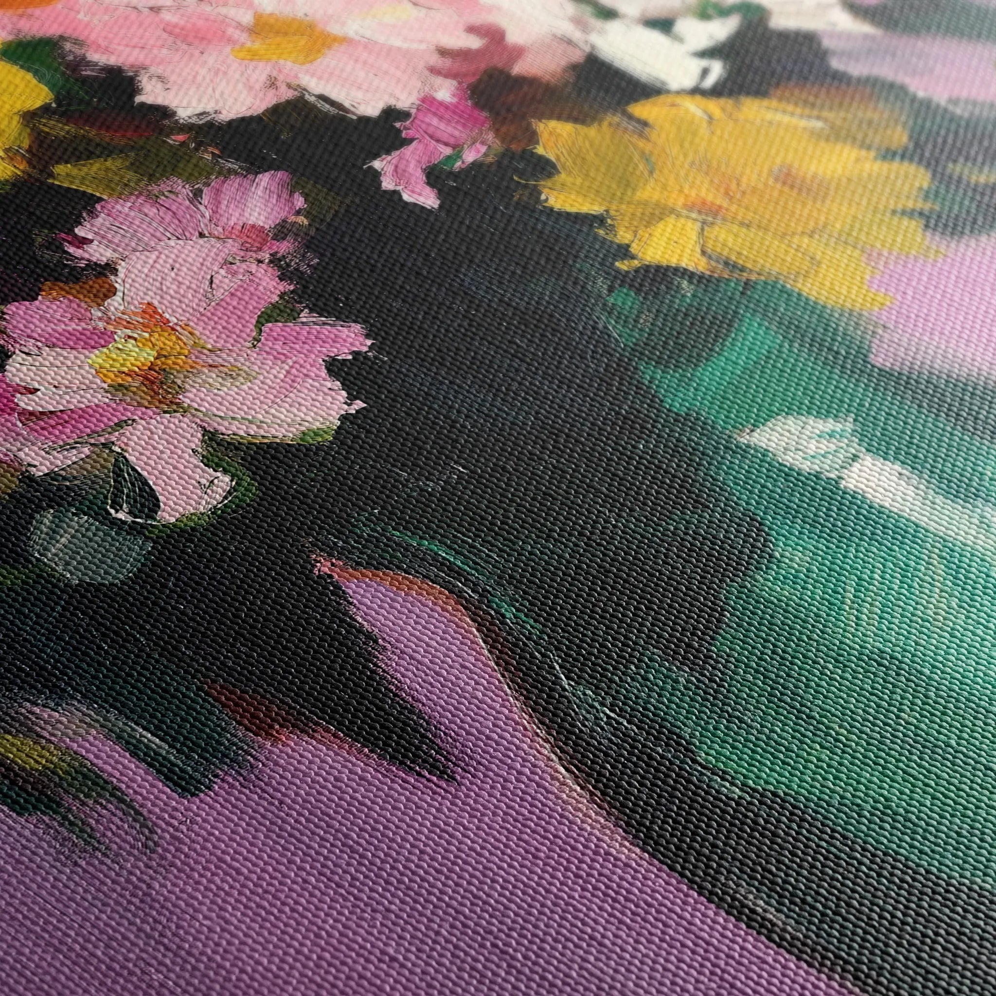 Floral 1024 Canvas Art 60 x 40 cm / Black