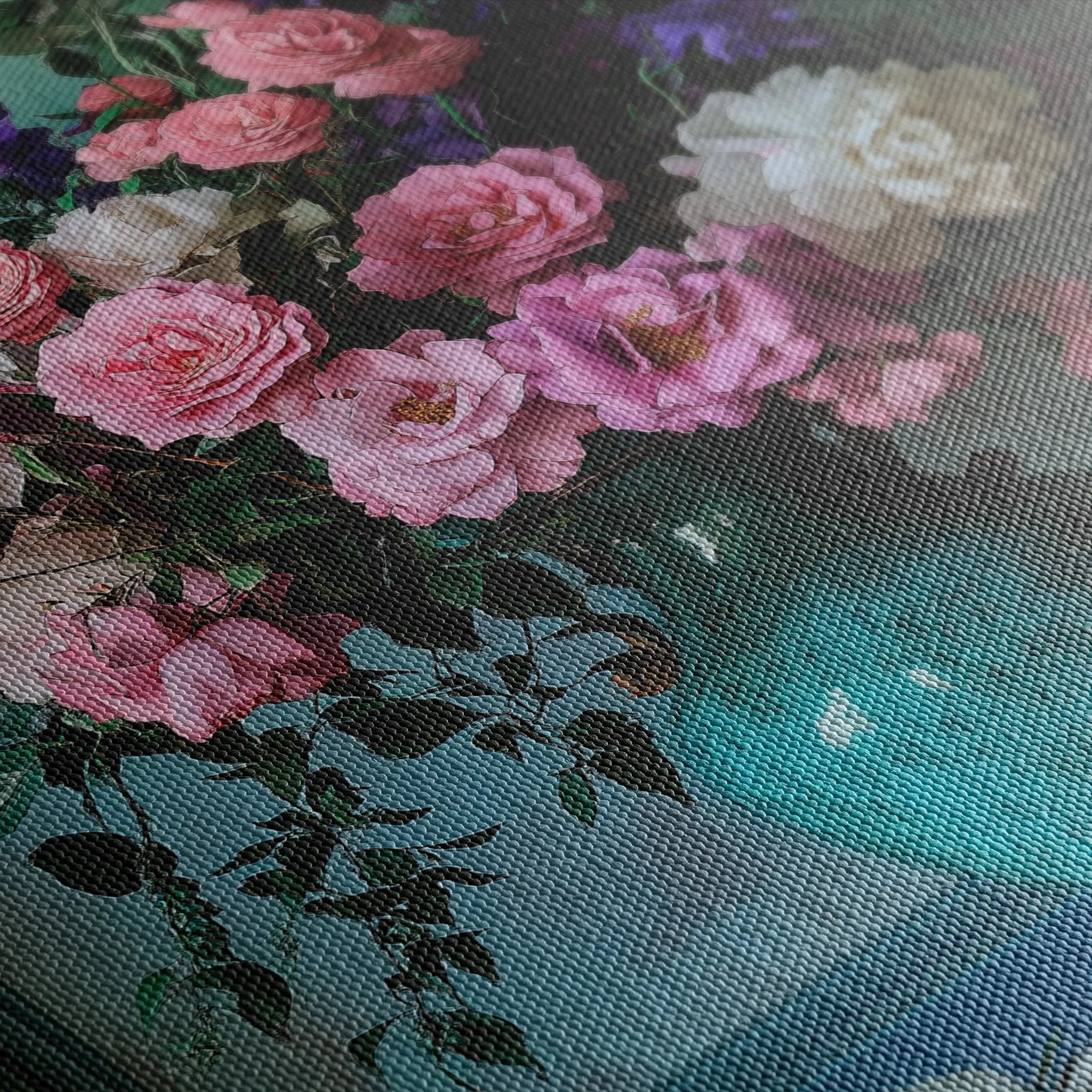 Floral 1025 Canvas Art 60 x 40 cm / Black