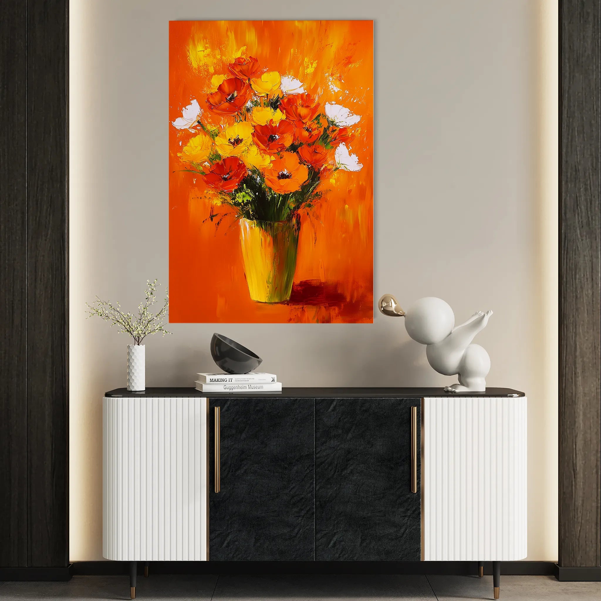 Floral 1028 Canvas Art 60 x 40 cm / Black