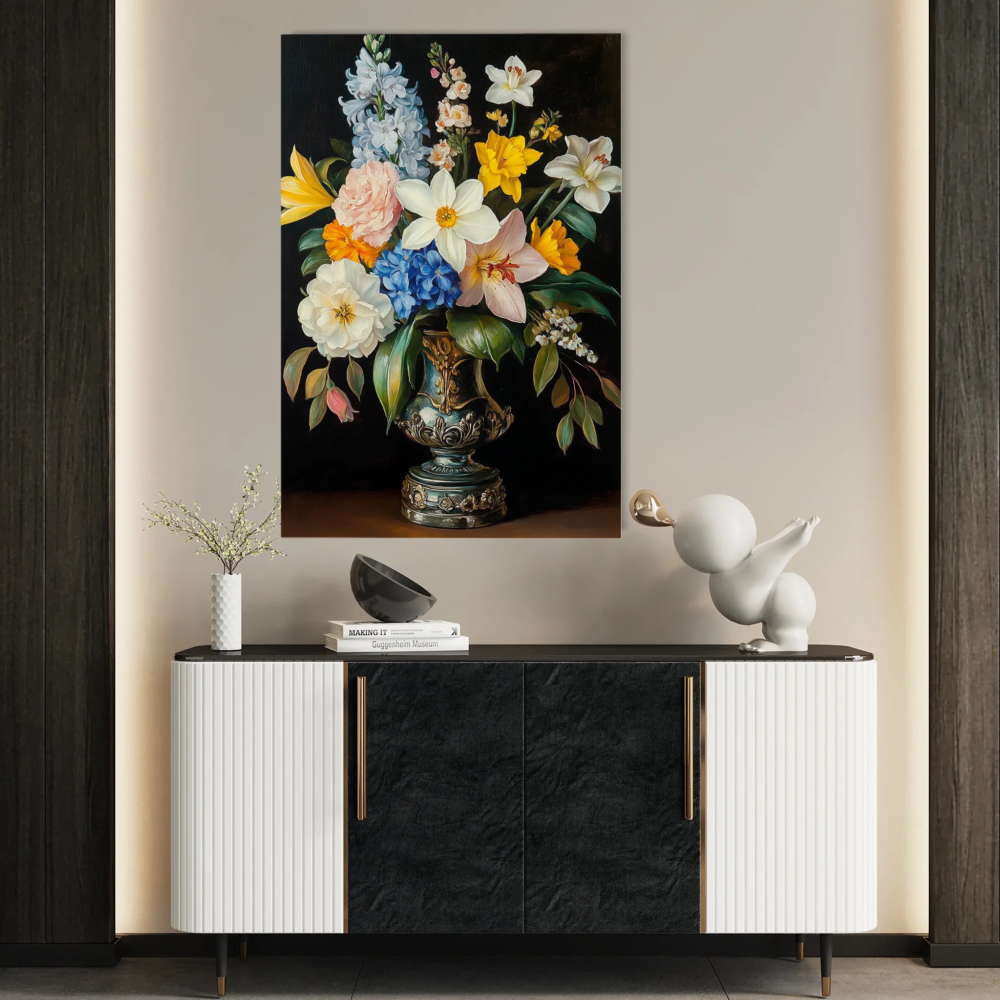 Floral 1031 Canvas Art 60 x 40 cm / Black