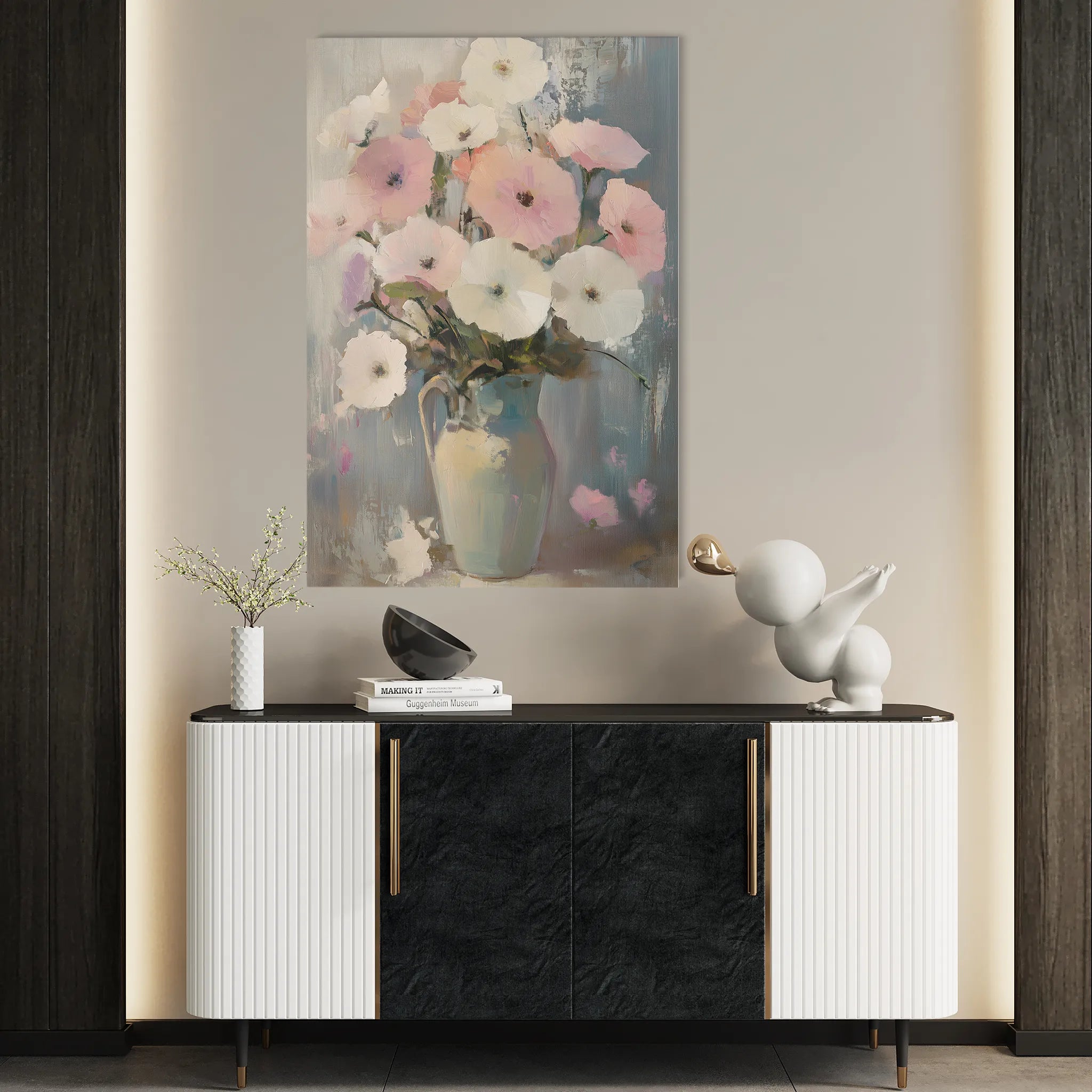 Floral 1034 Canvas Art 60 x 40 cm / Black
