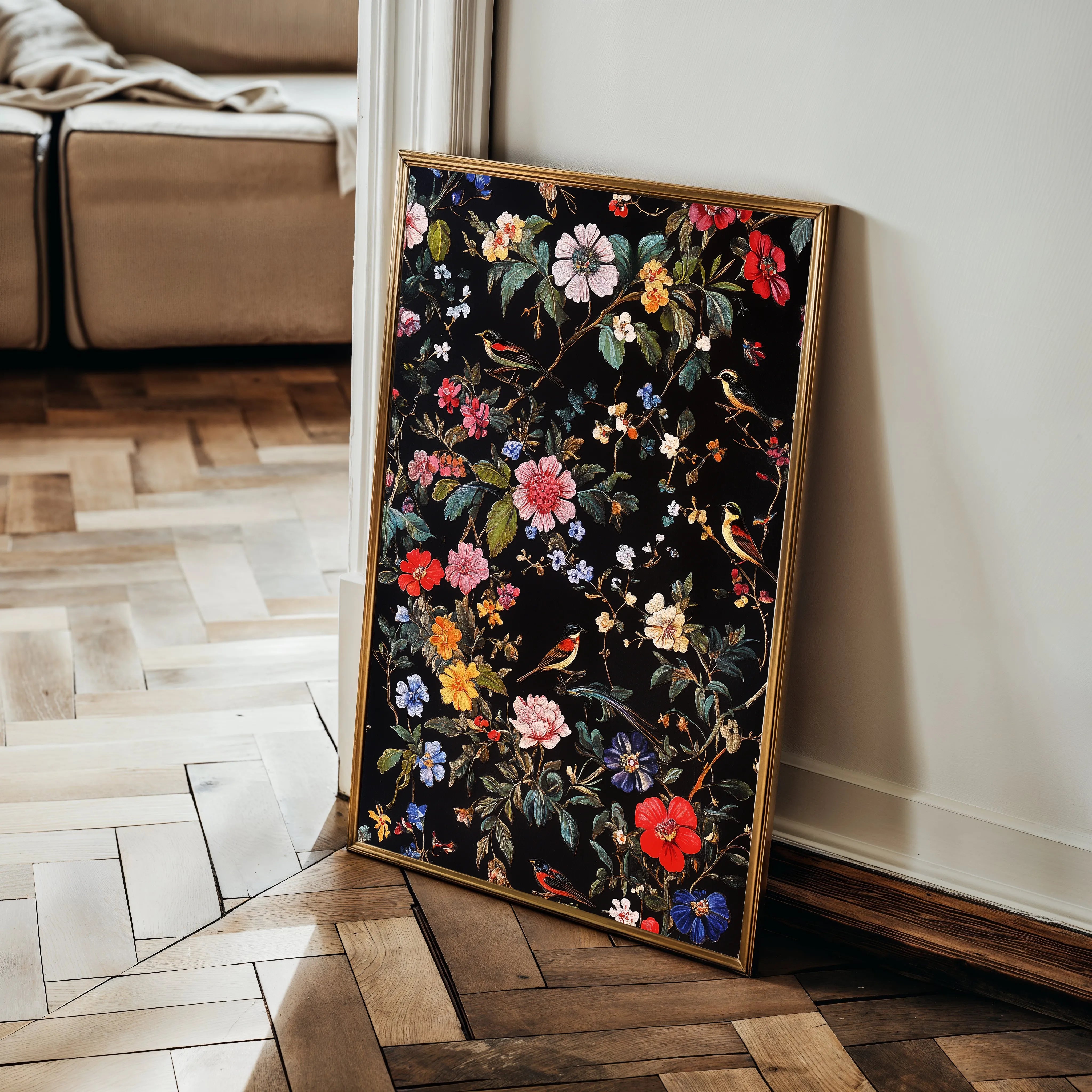 Floral 1036 Canvas Art 60 x 40 cm / Black