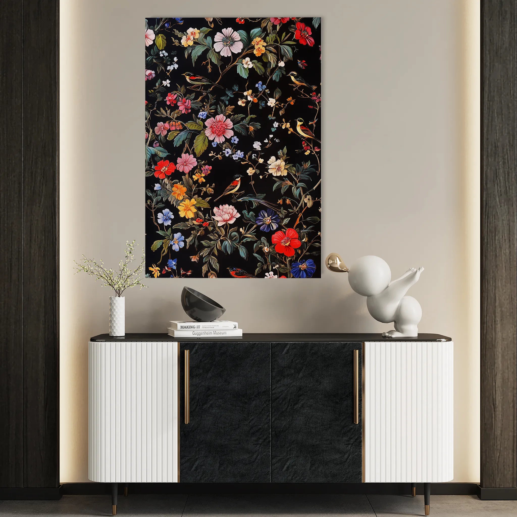 Floral 1036 Canvas Art 60 x 40 cm / Black