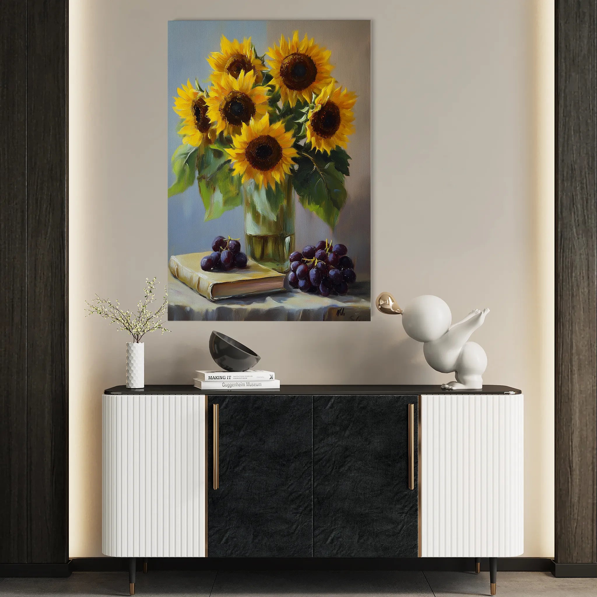 Floral 1038 Canvas Art 60 x 40 cm / Black