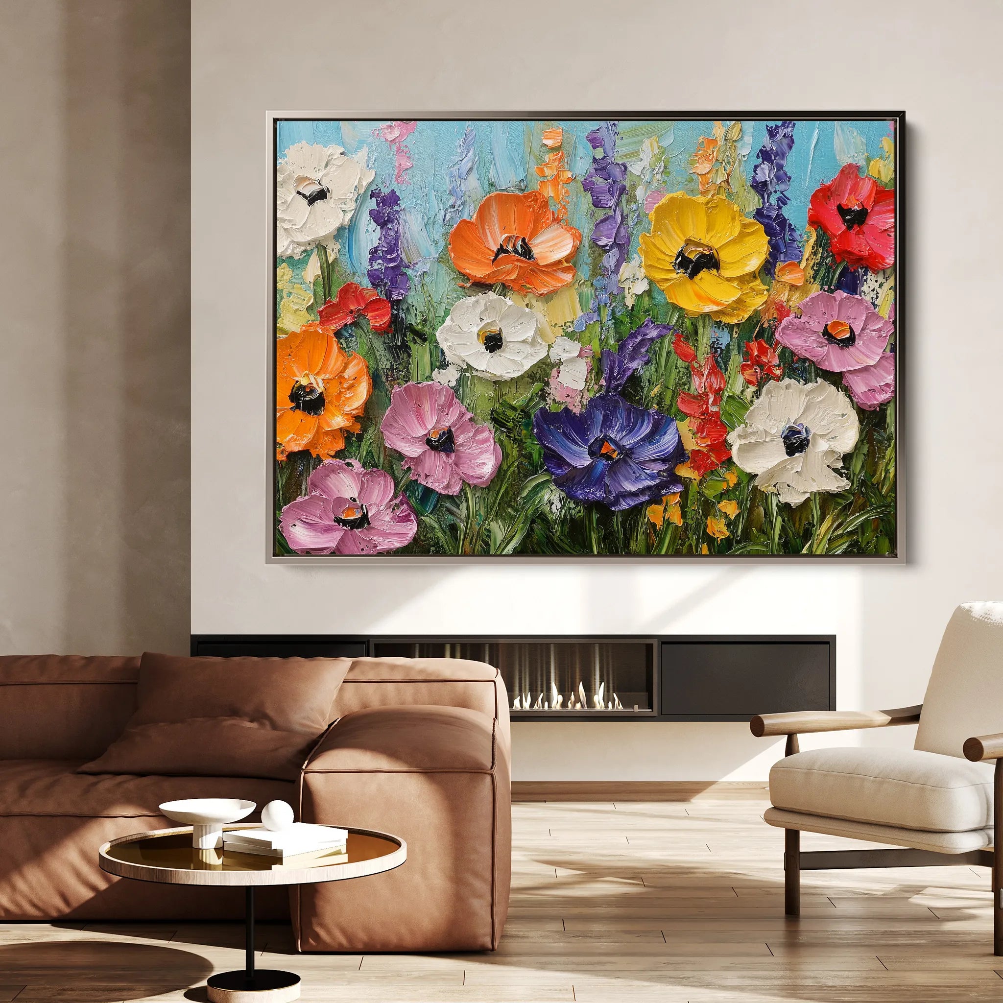 Floral 1046 Canvas Art 60 x 40 cm / Black