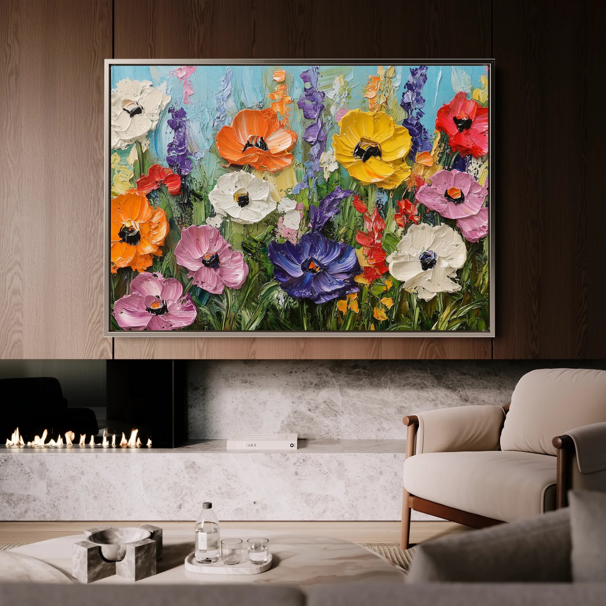 Floral 1046 Canvas Art 60 x 40 cm / Black