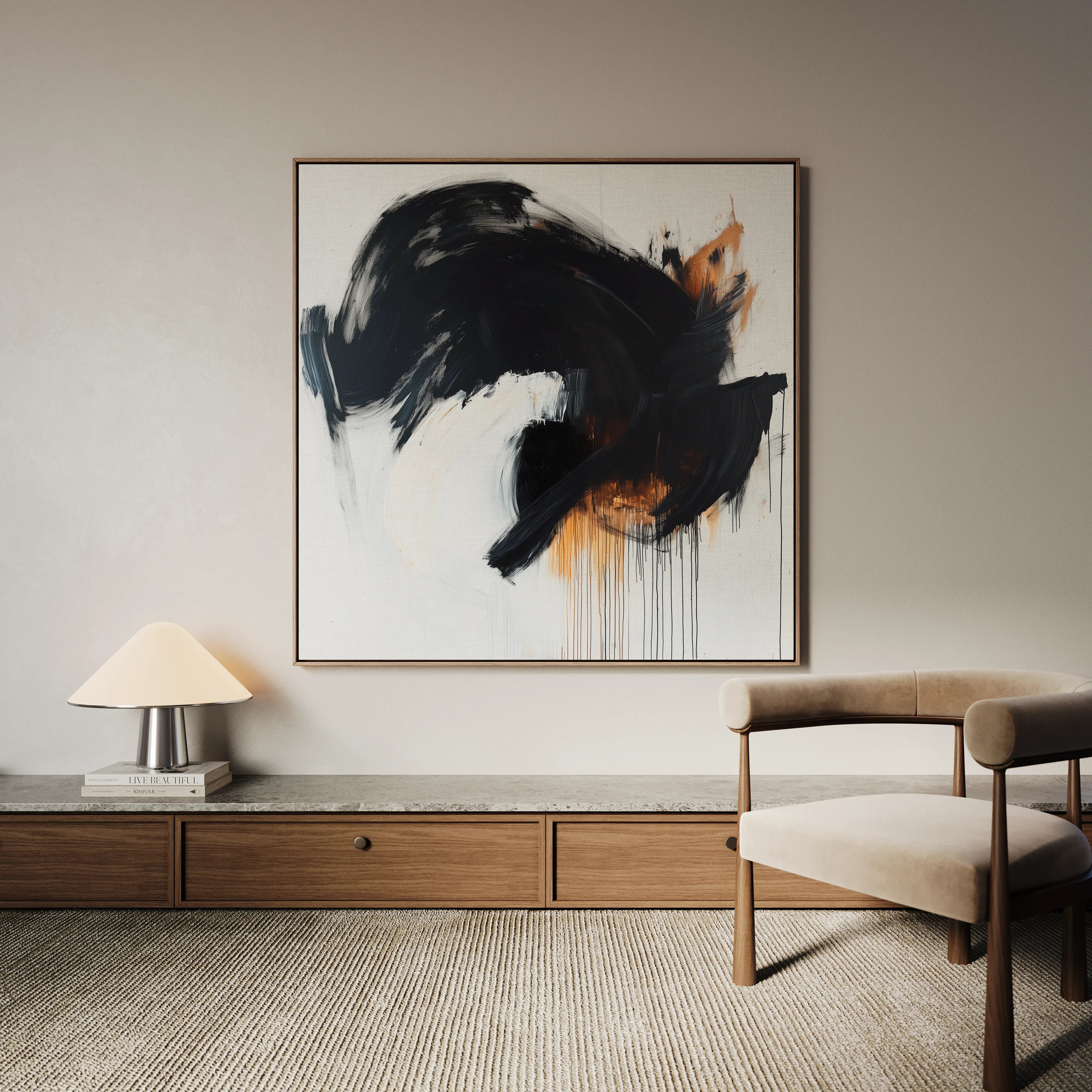 Abstract 1049 Canvas Art 60 x 60 cm / Black