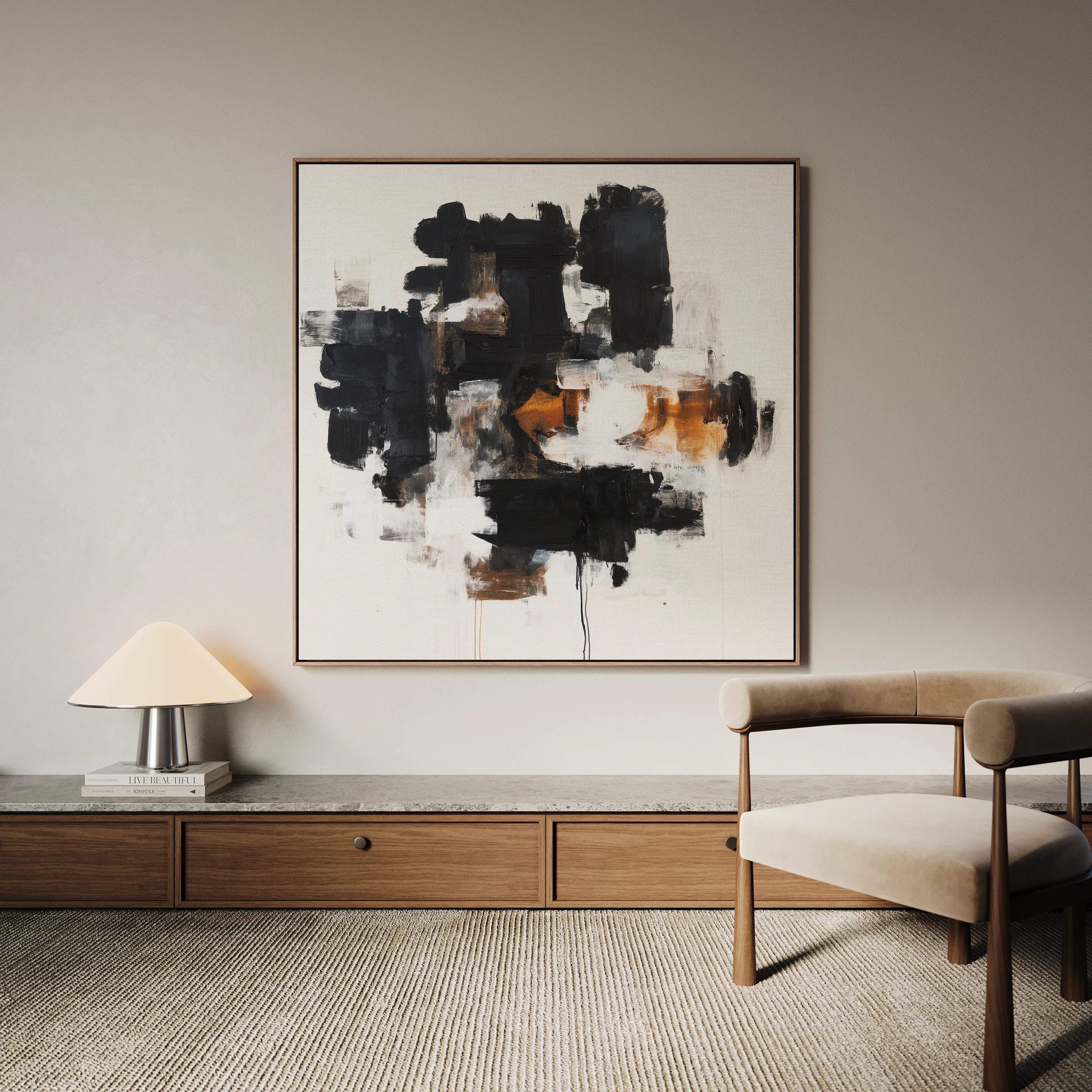 Abstract 1055 Canvas Art 60 x 60 cm / Black
