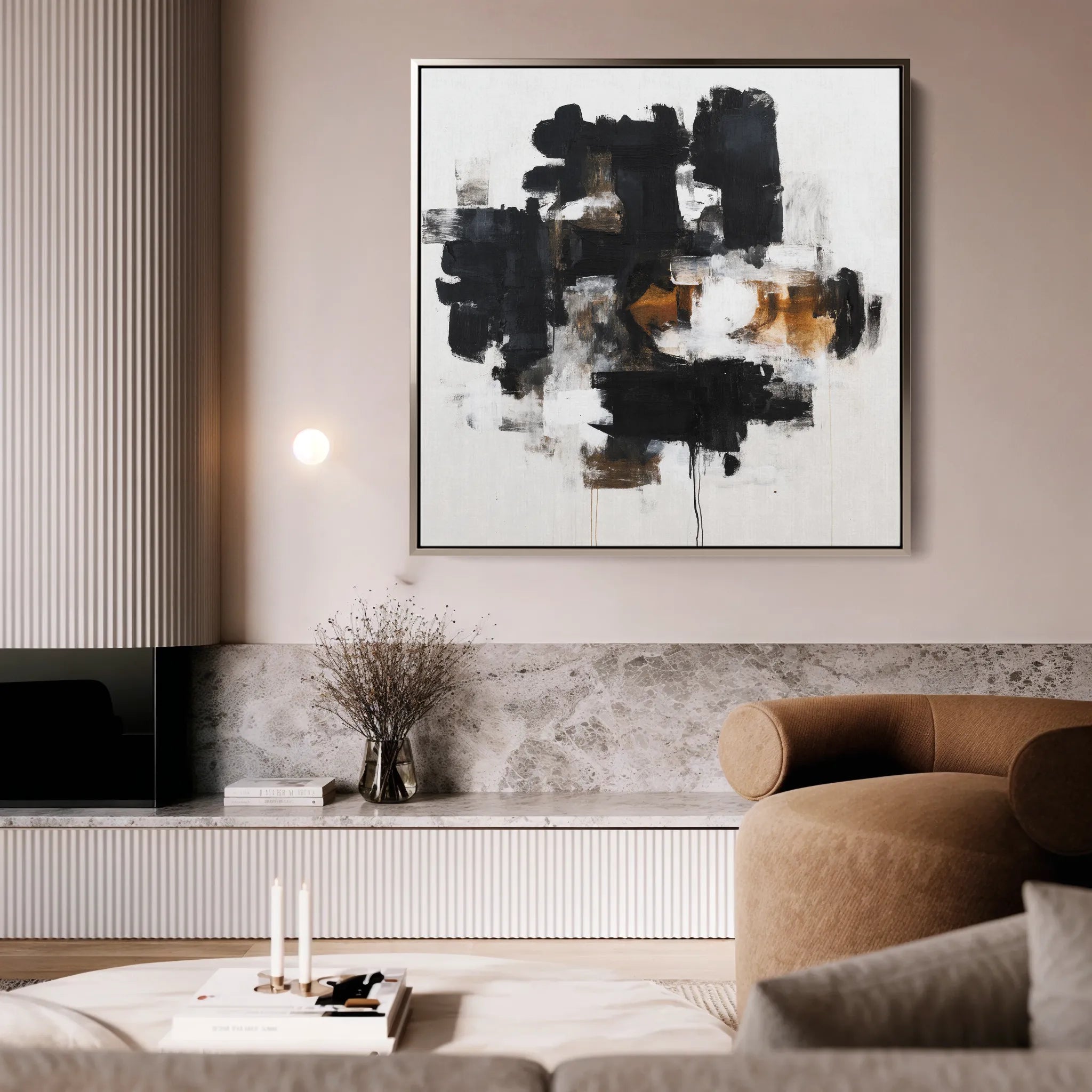 Abstract 1055 Canvas Art 60 x 60 cm / Black
