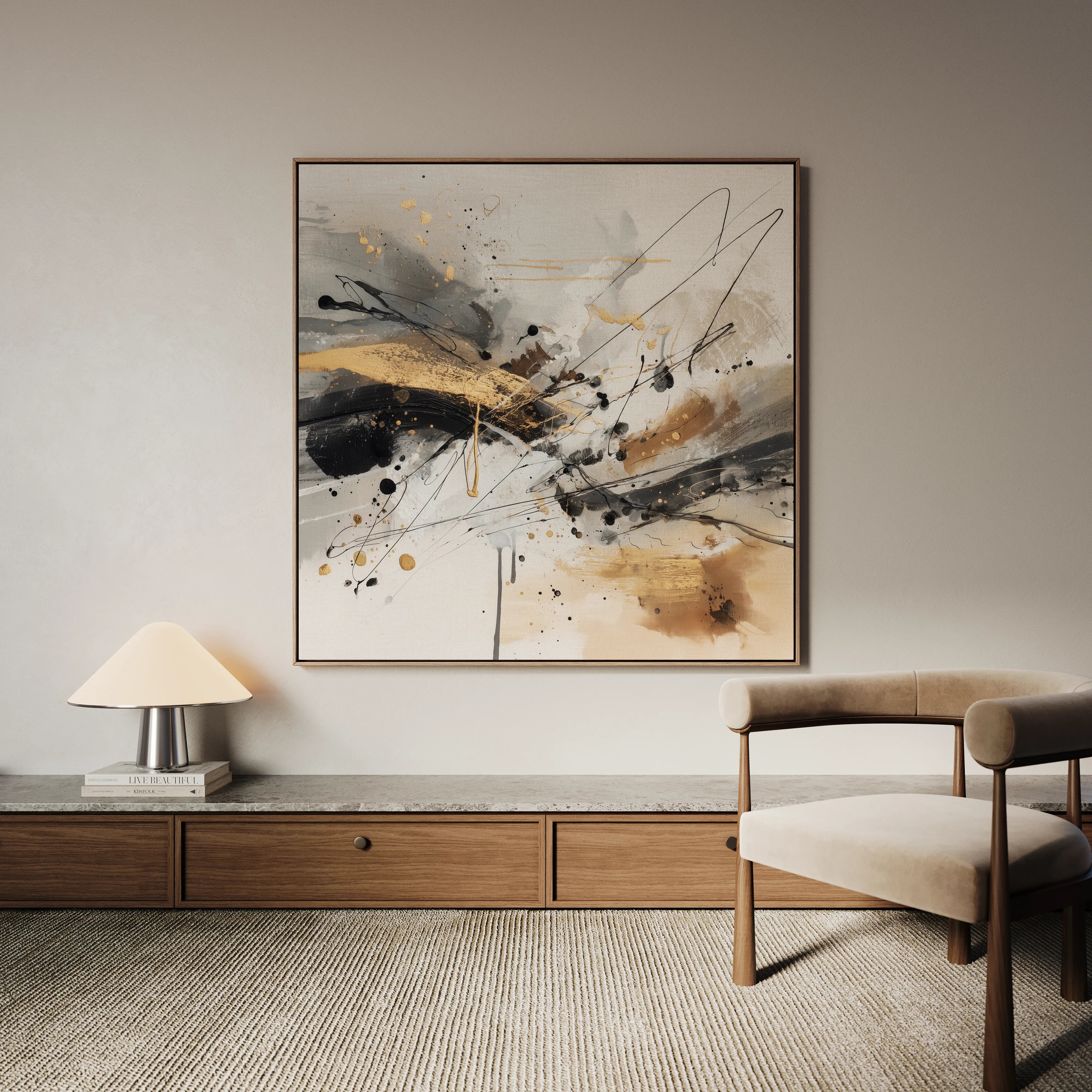 Abstract 1058 Canvas Art 60 x 60 cm / Black