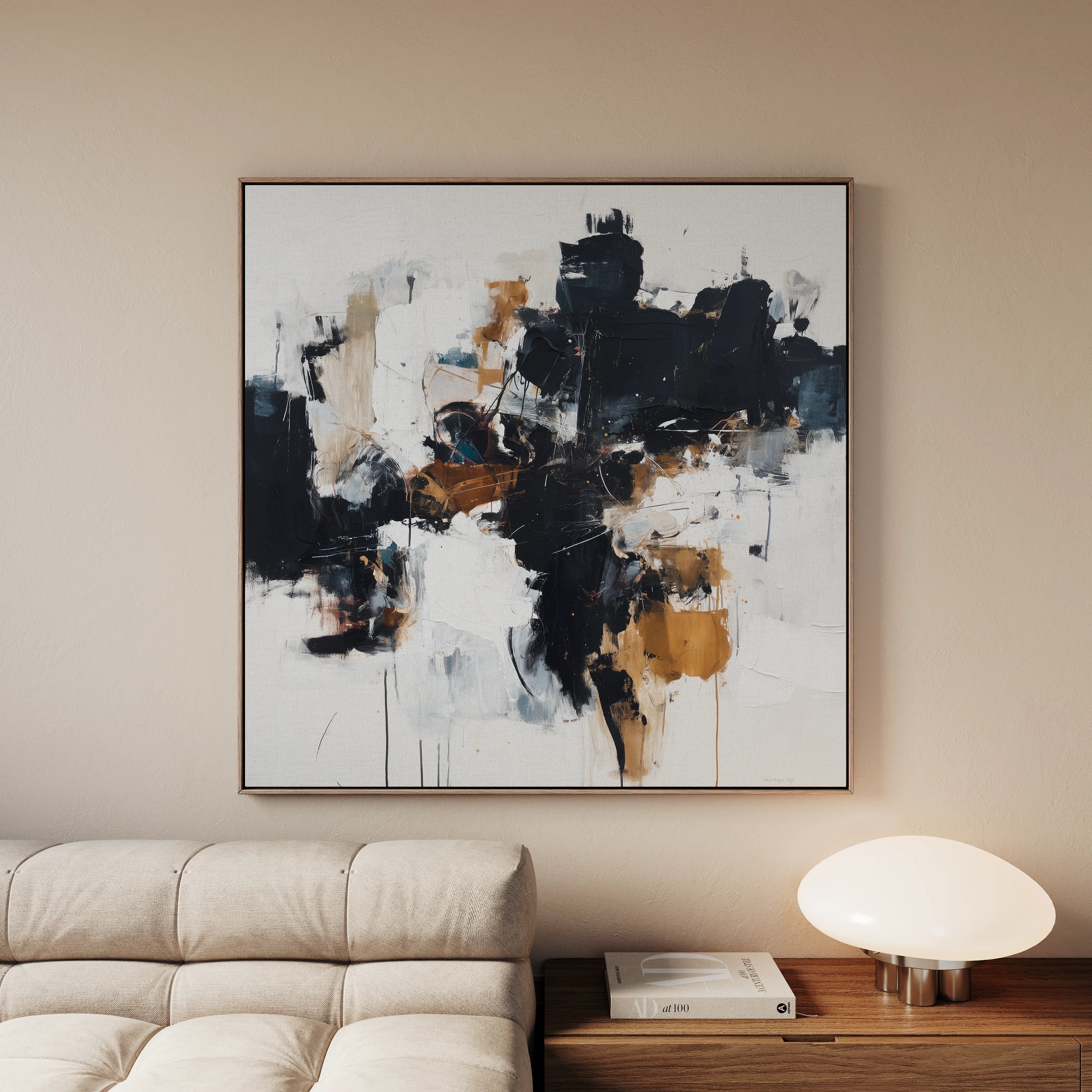 Abstract 1059 Canvas Art 60 x 60 cm / Black