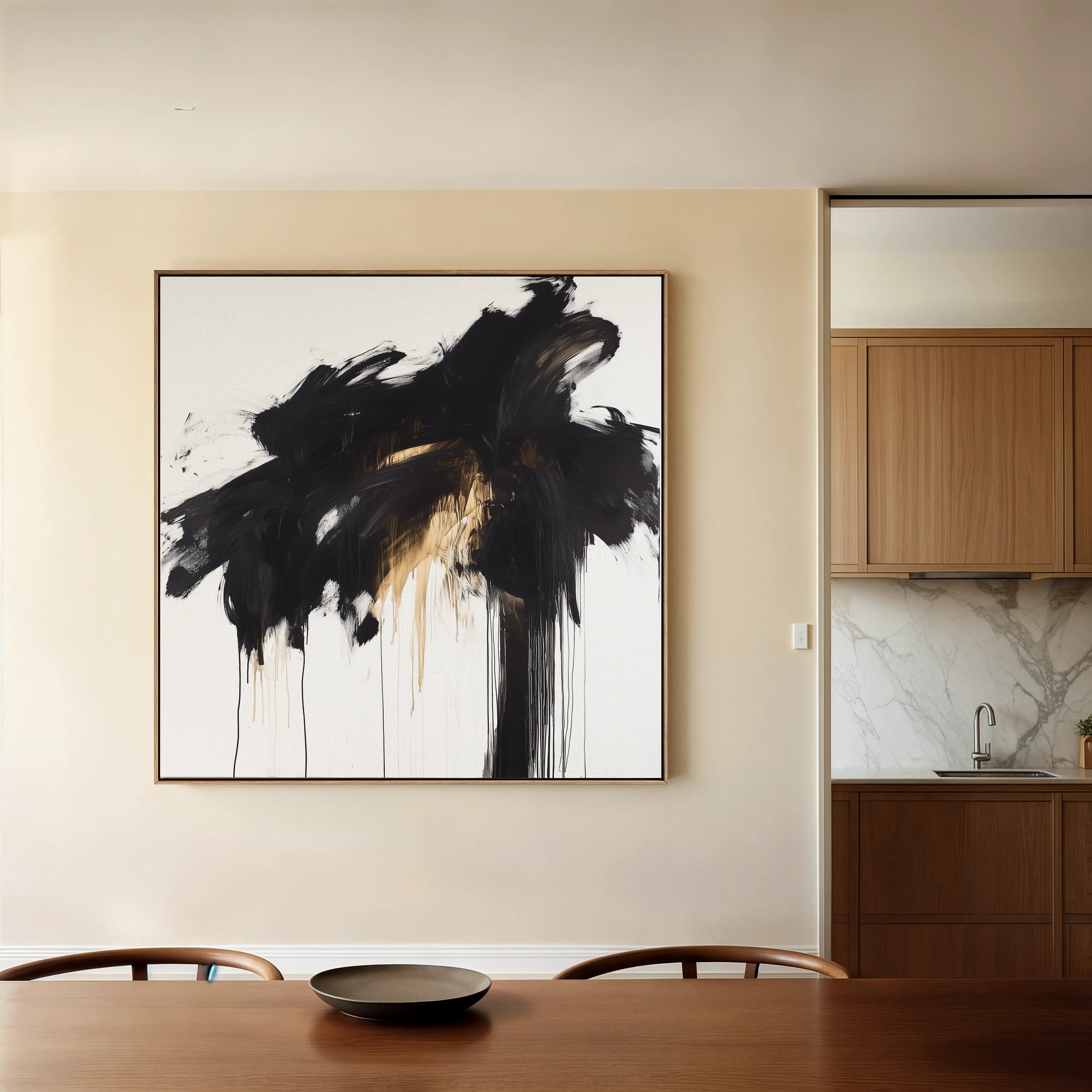 Abstract 1060 Canvas Art 60 x 60 cm / Black