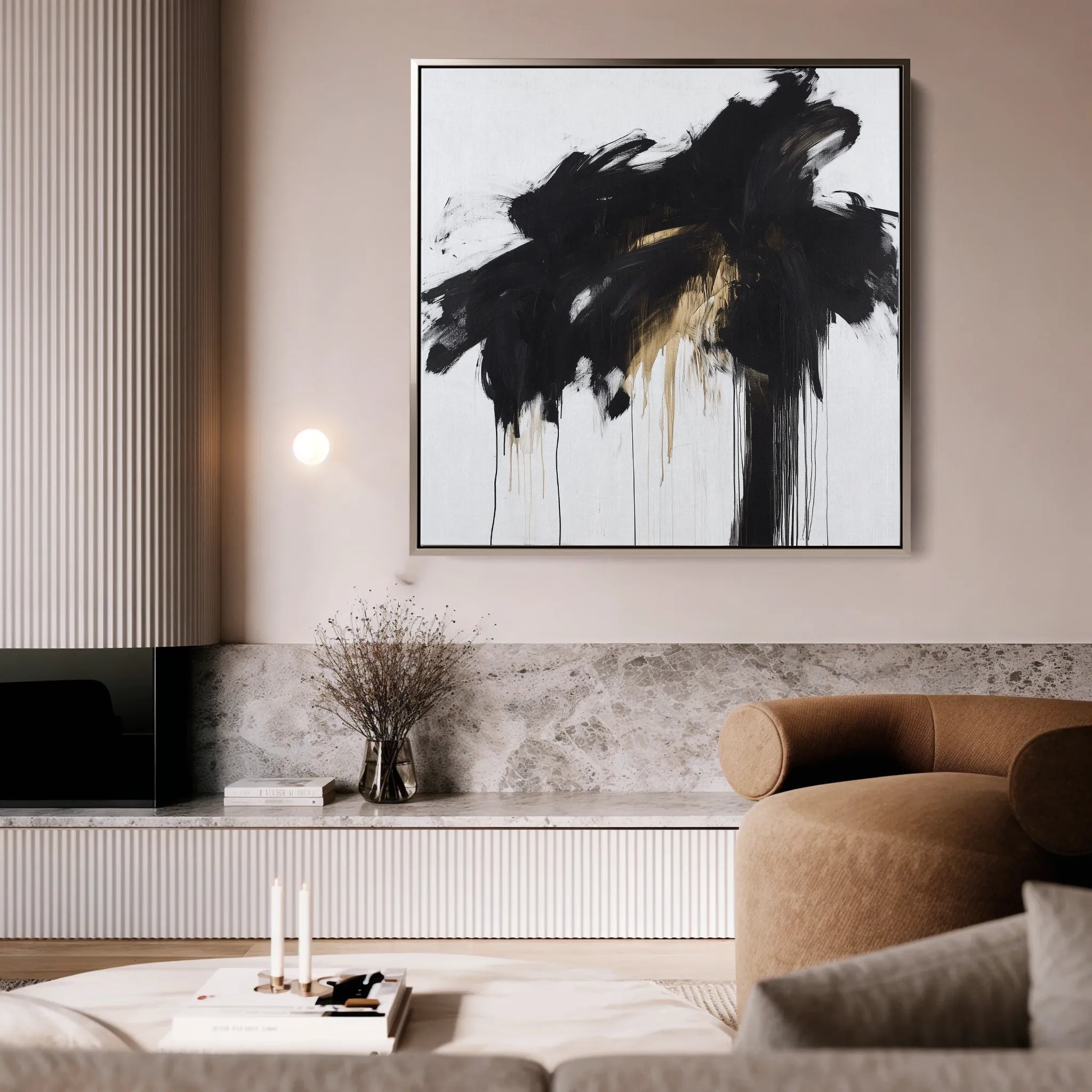 Abstract 1060 Canvas Art 60 x 60 cm / Black