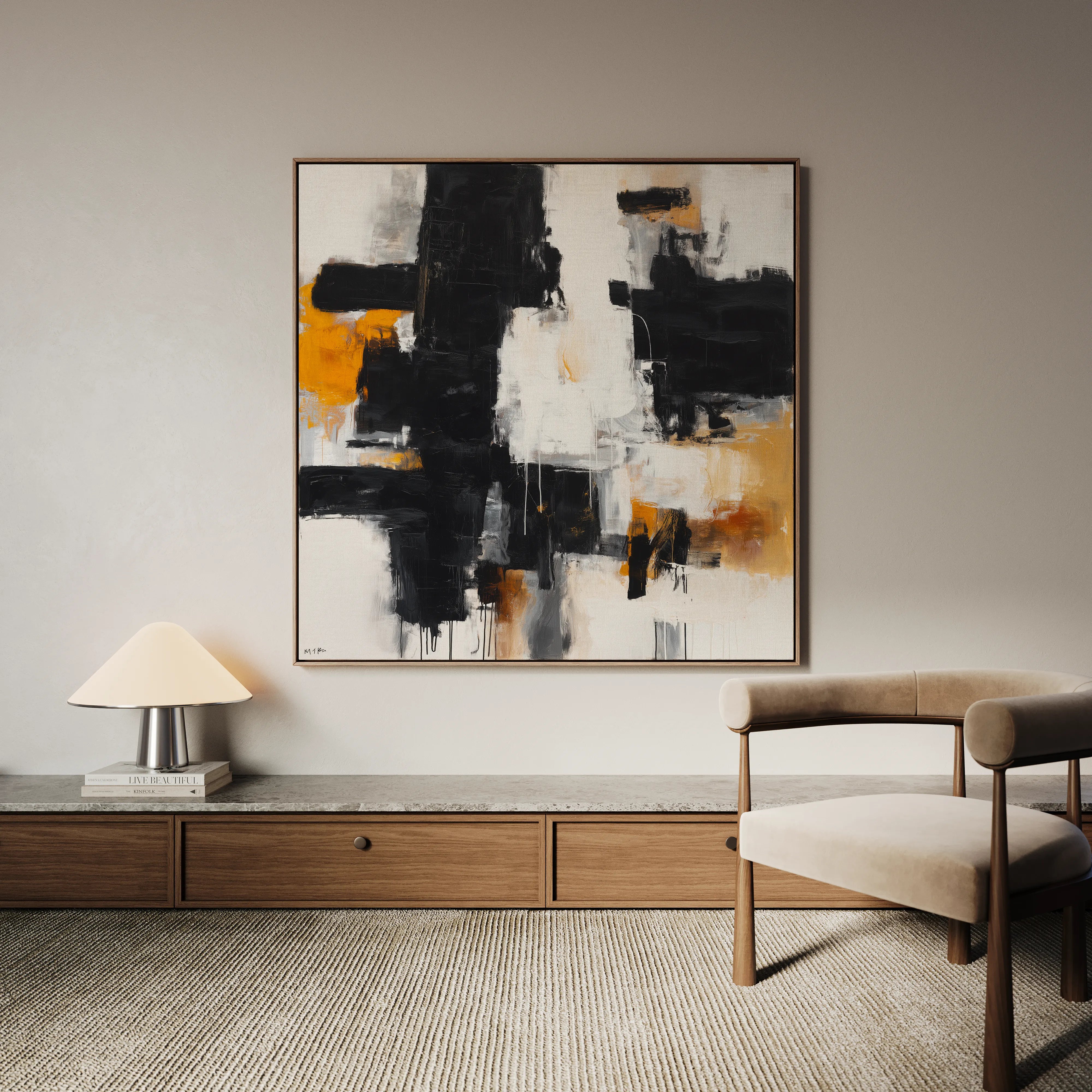 Abstract 1067 Canvas Art 60 x 60 cm / Black