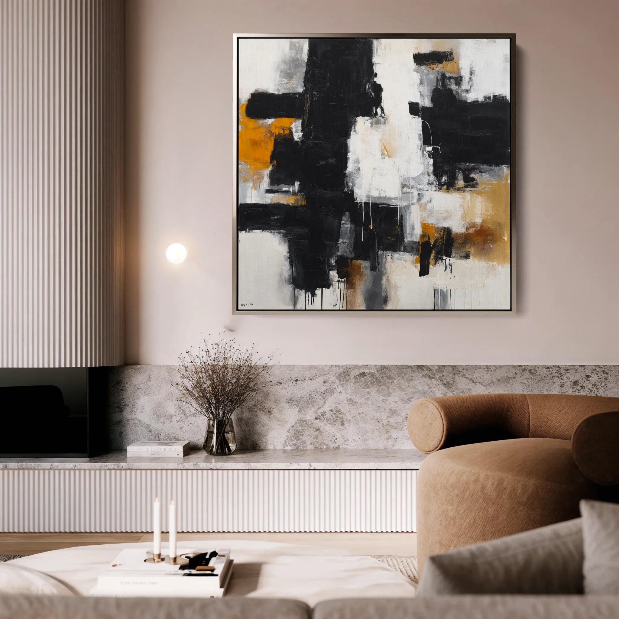 Abstract 1067 Canvas Art 60 x 60 cm / Black