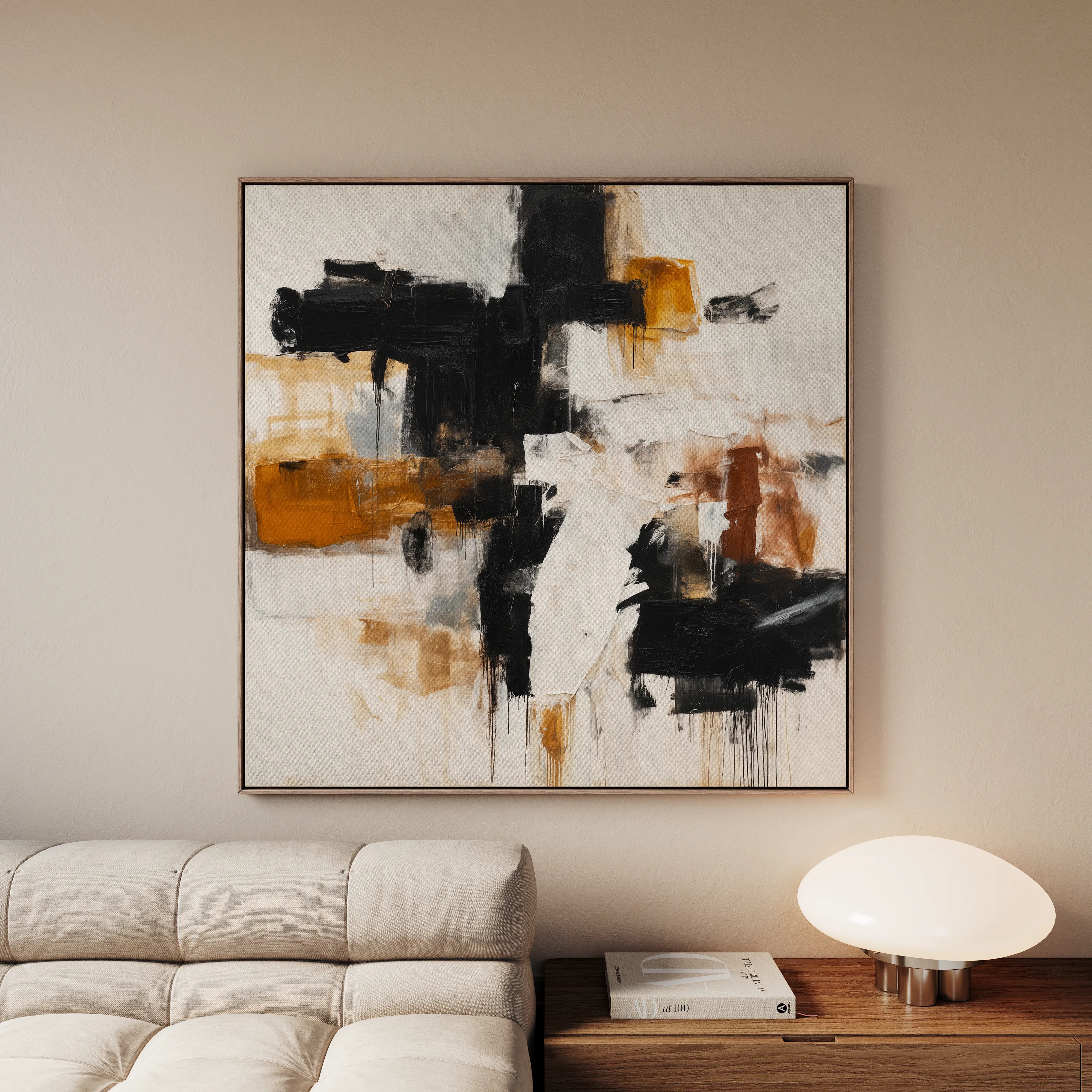 Abstract 1068 Canvas Art 60 x 60 cm / Black