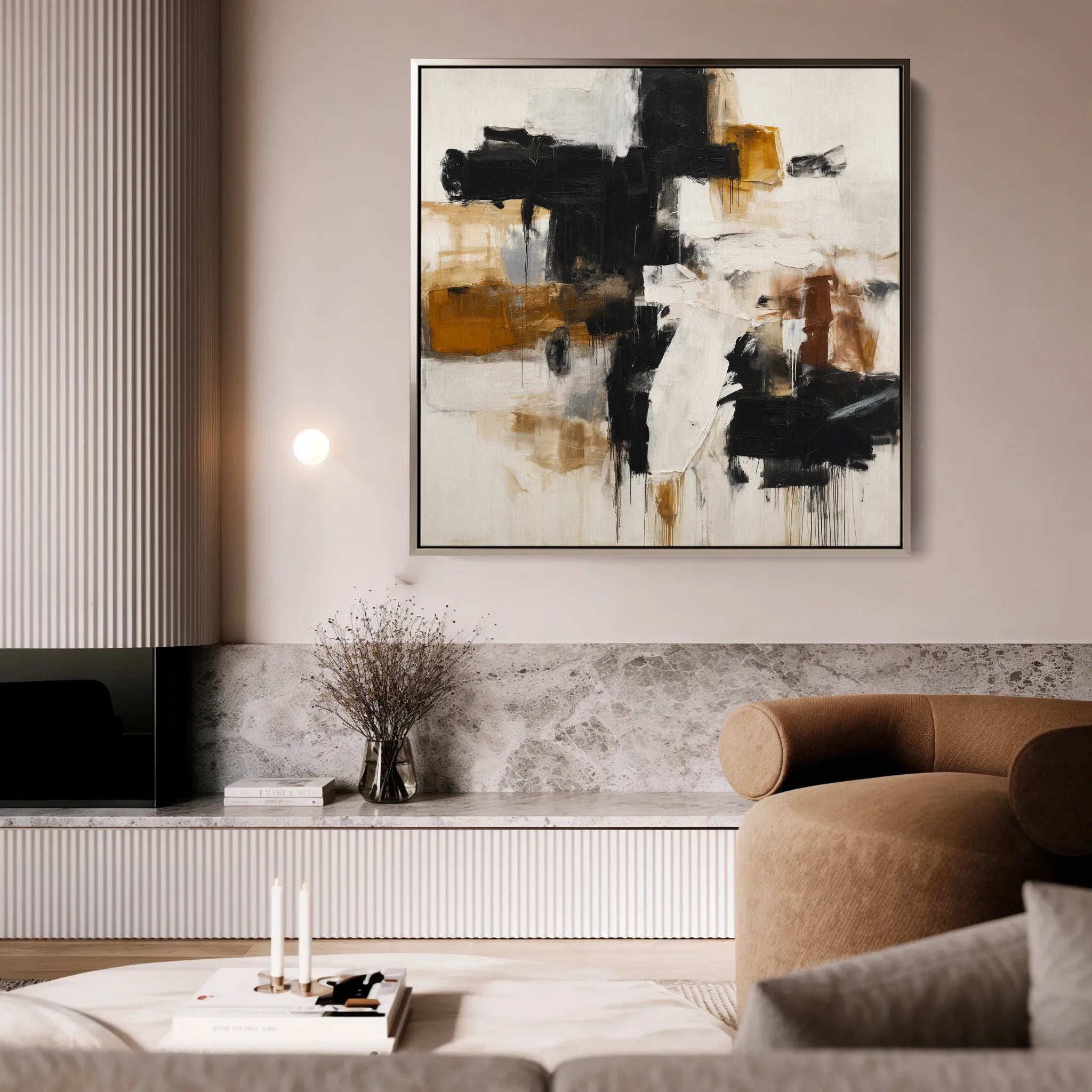 Abstract 1068 Canvas Art 60 x 60 cm / Black