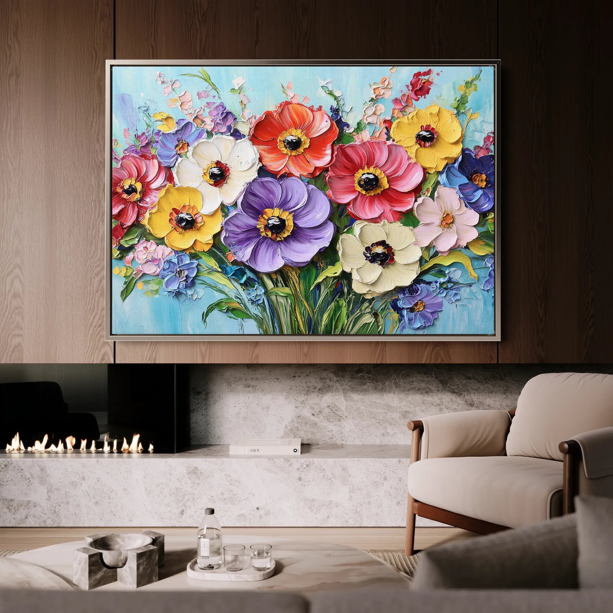 Floral 1068 Canvas Art 60 x 40 cm / Black