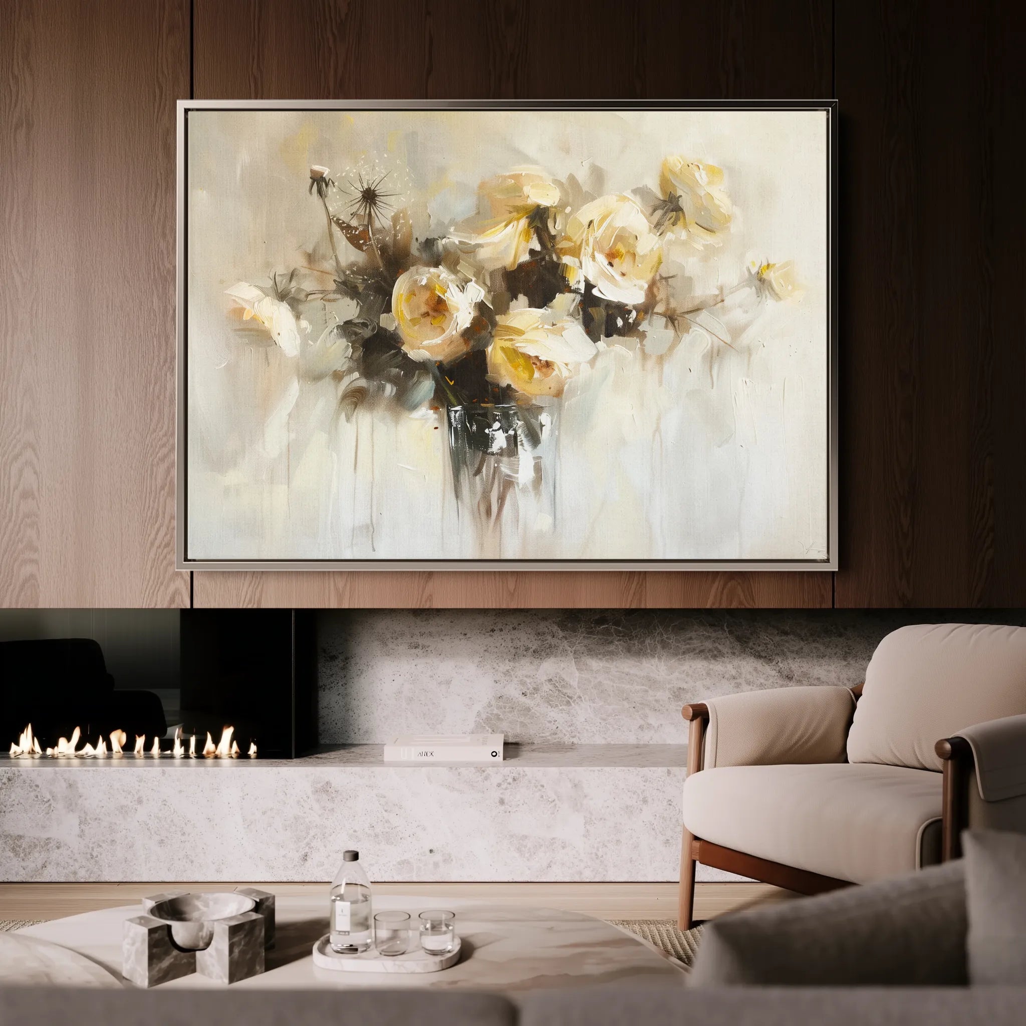 Floral 107 Canvas Art 60 x 40 cm / Black