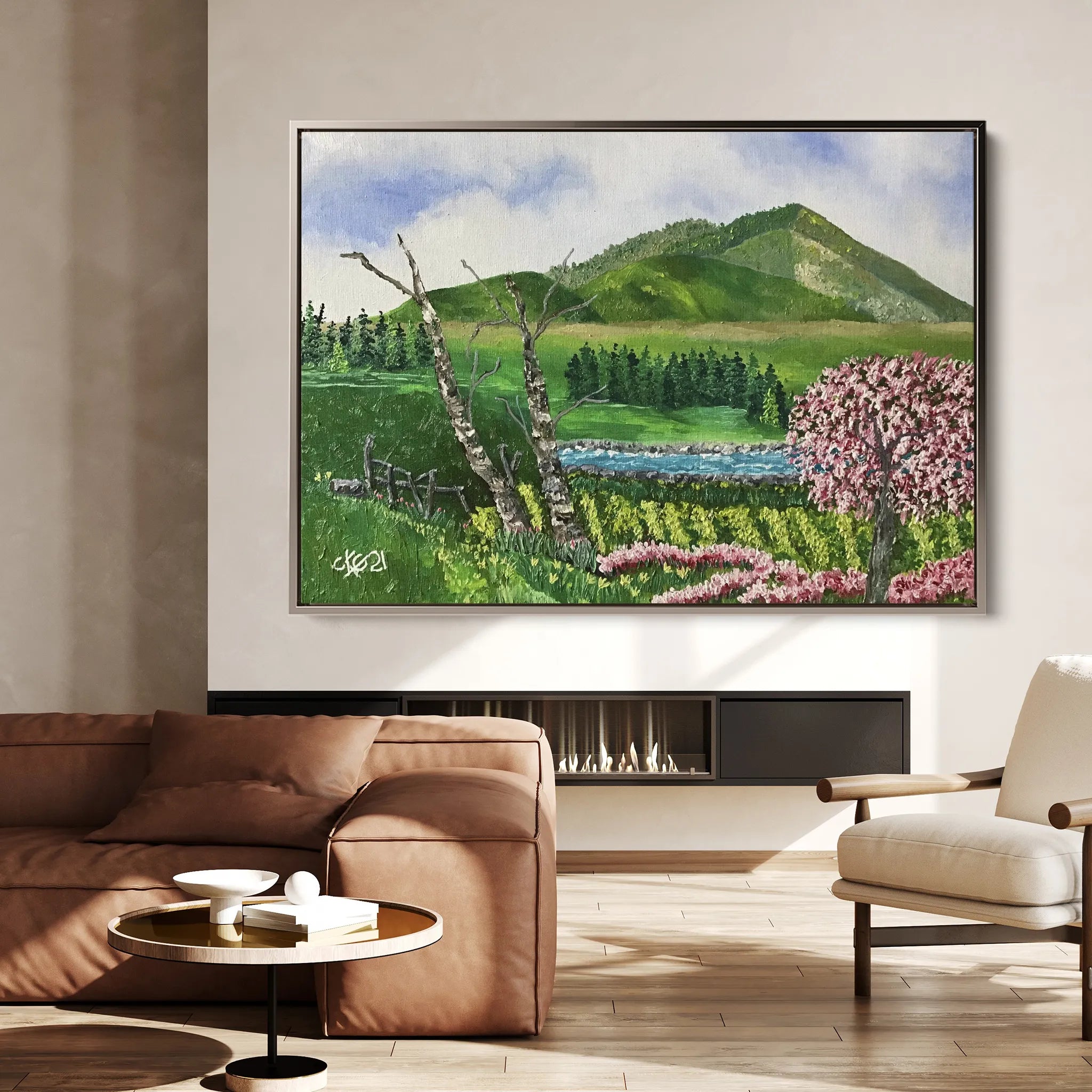 Landscape 107 Canvas Art 60 x 40 cm / Black