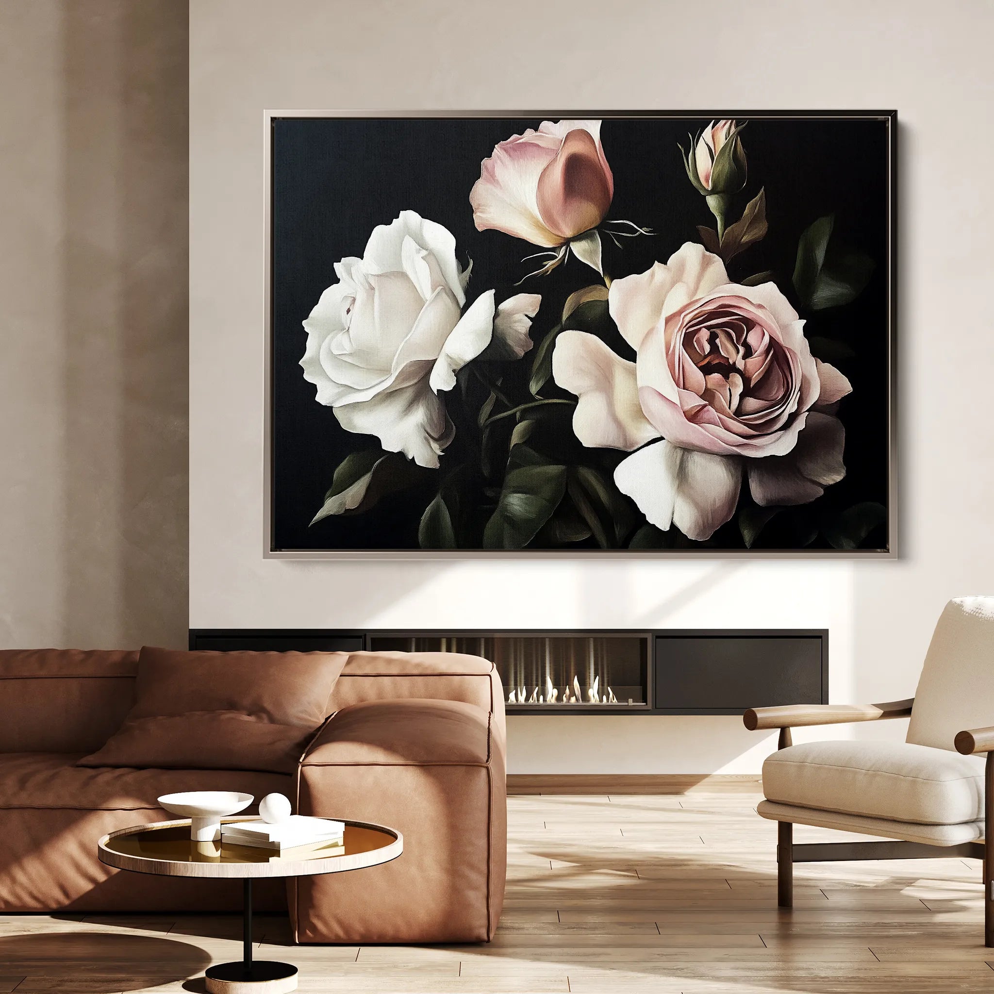 Floral 1070 Canvas Art 60 x 40 cm / Black