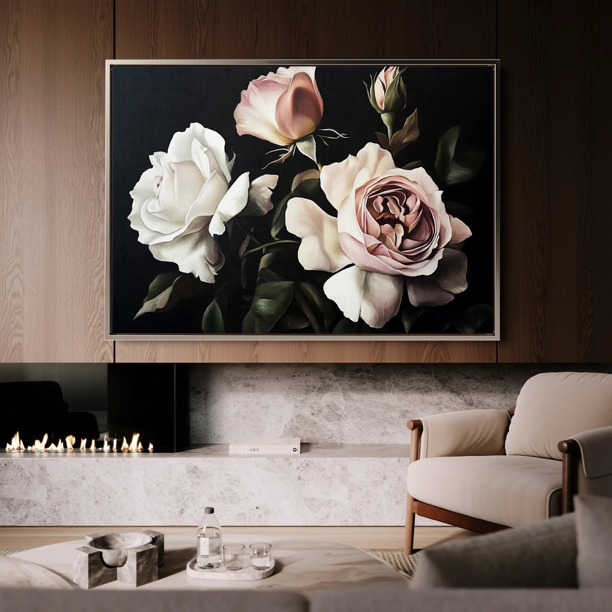 Floral 1070 Canvas Art 60 x 40 cm / Black