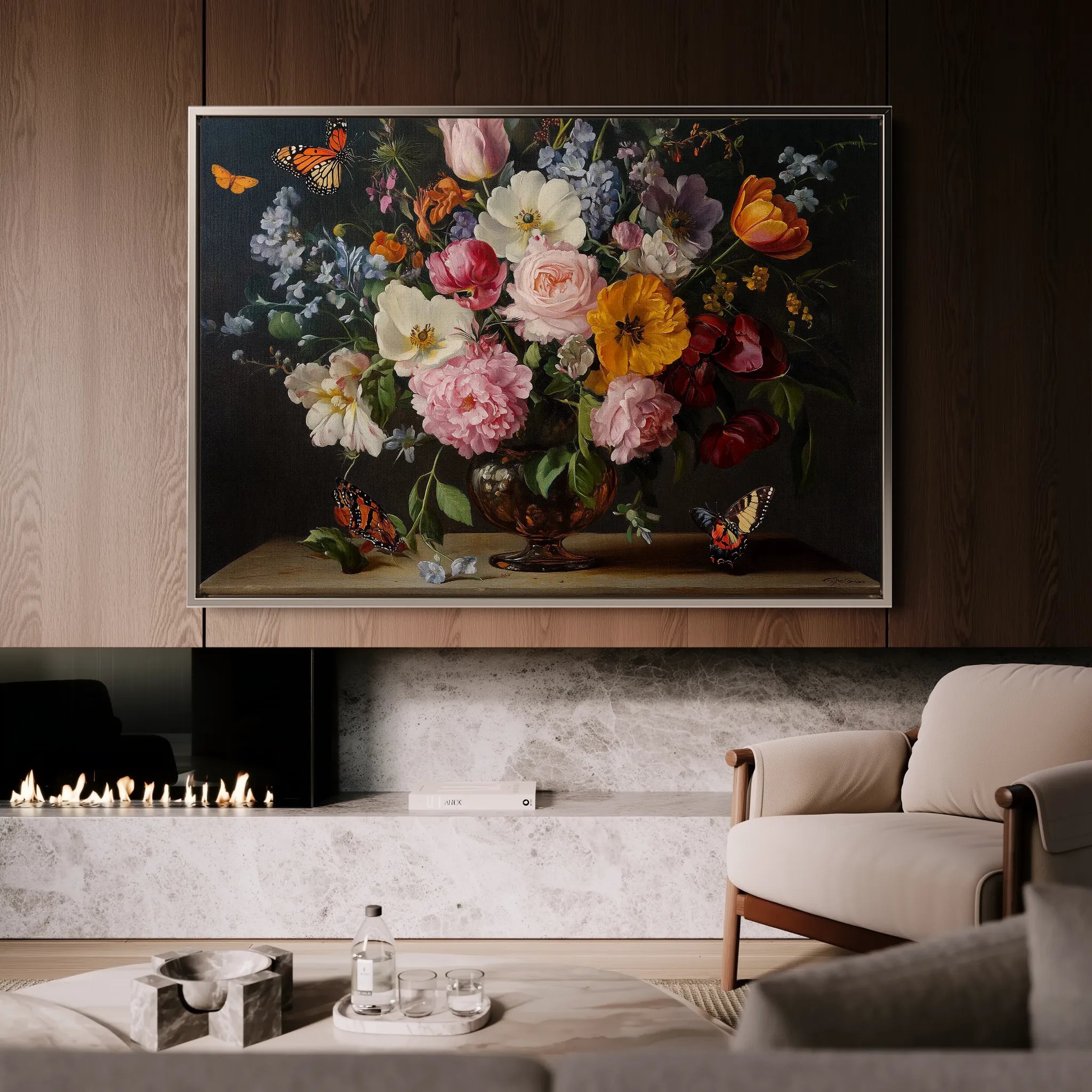 Floral 1073 Canvas Art 60 x 40 cm / Black