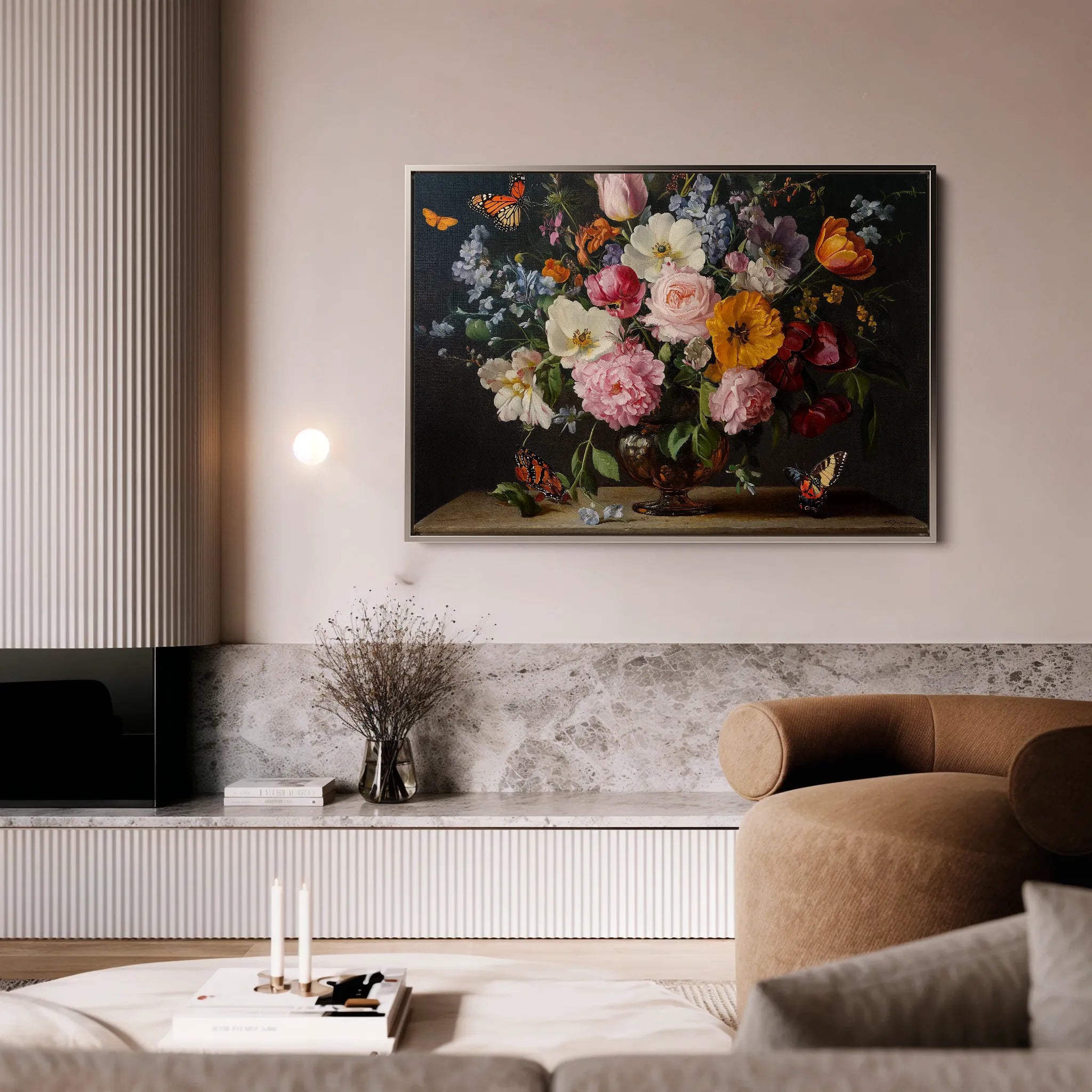 Floral 1073 Canvas Art 60 x 40 cm / Black