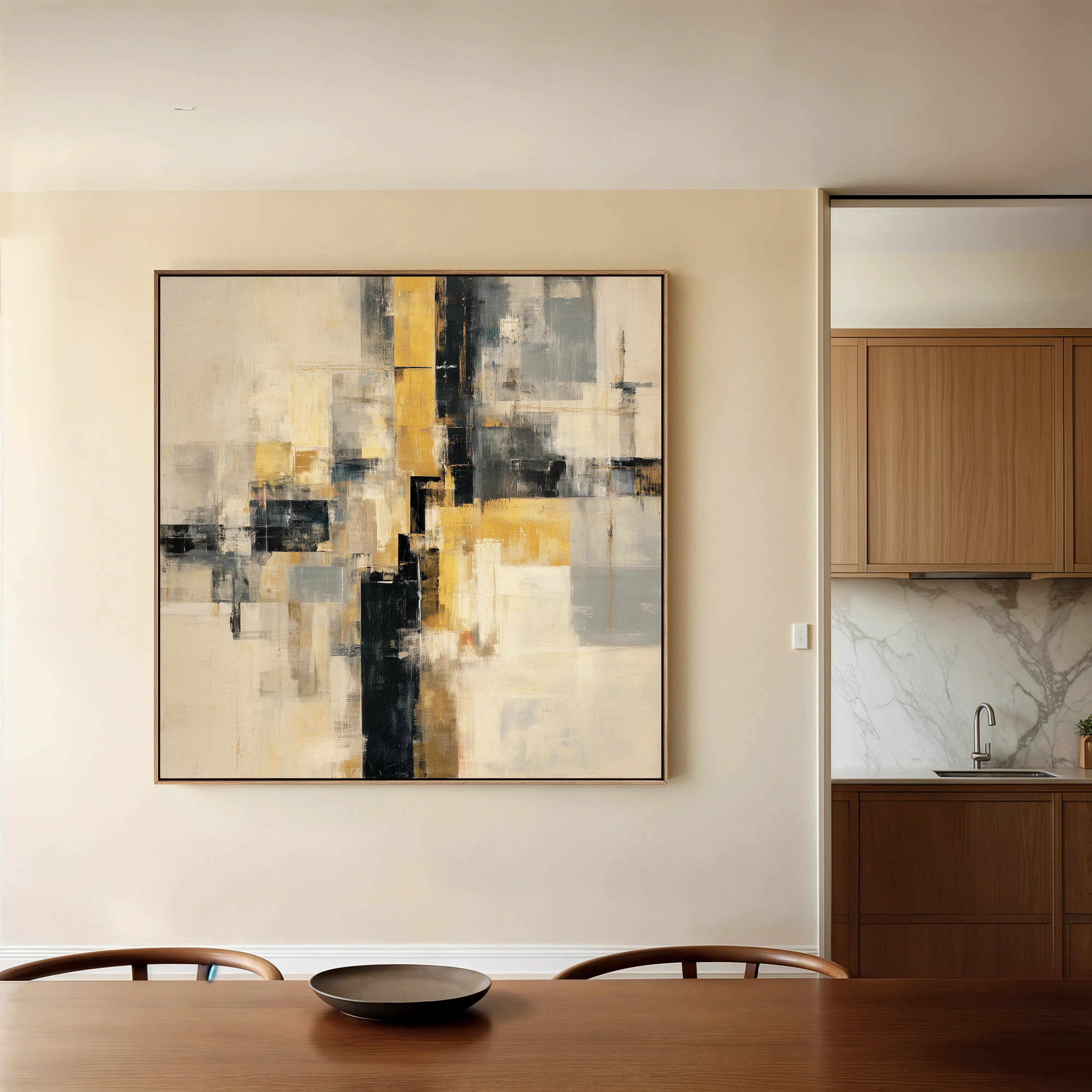 Abstract 1075 Canvas Art 60 x 60 cm / Black