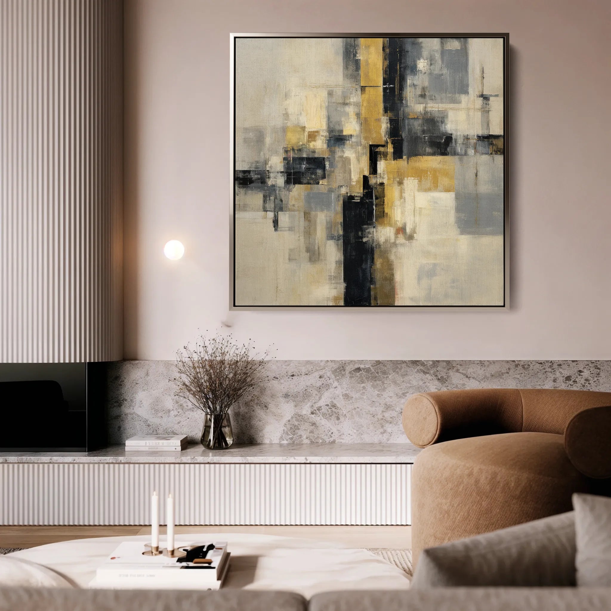 Abstract 1075 Canvas Art 60 x 60 cm / Black