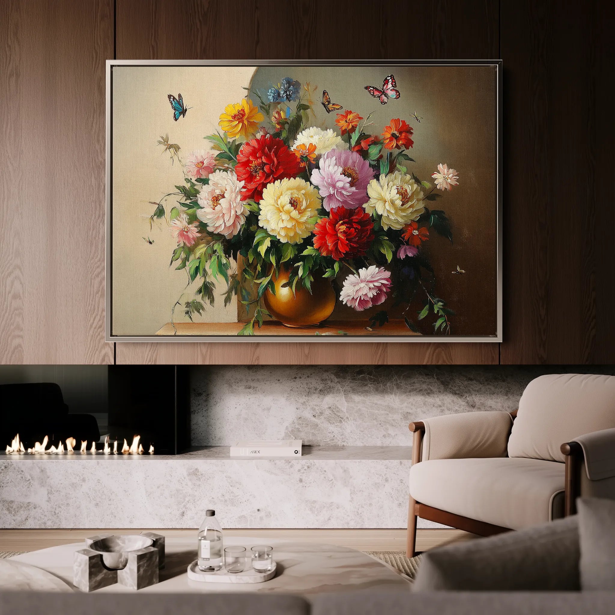 Floral 1075 Canvas Art 60 x 40 cm / Black