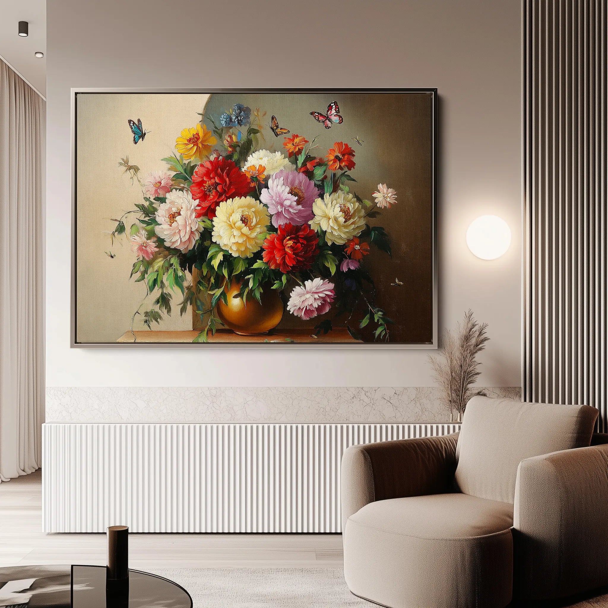 Floral 1075 Canvas Art 60 x 40 cm / Black