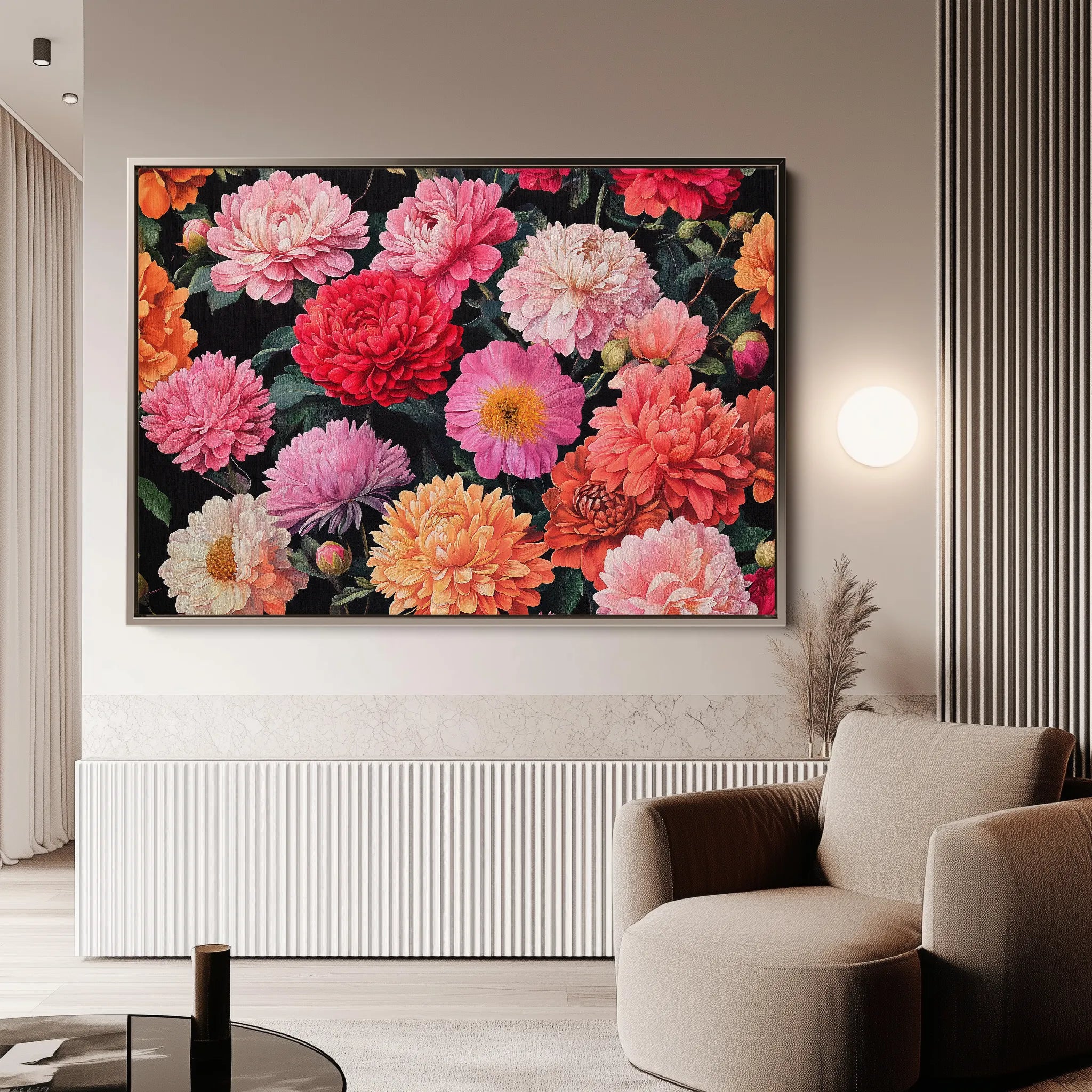 Floral 1077 Canvas Art 60 x 40 cm / Black