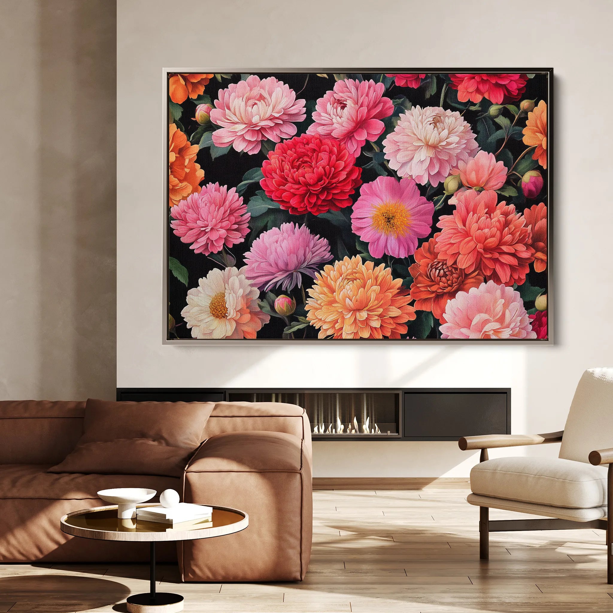 Floral 1077 Canvas Art 60 x 40 cm / Black