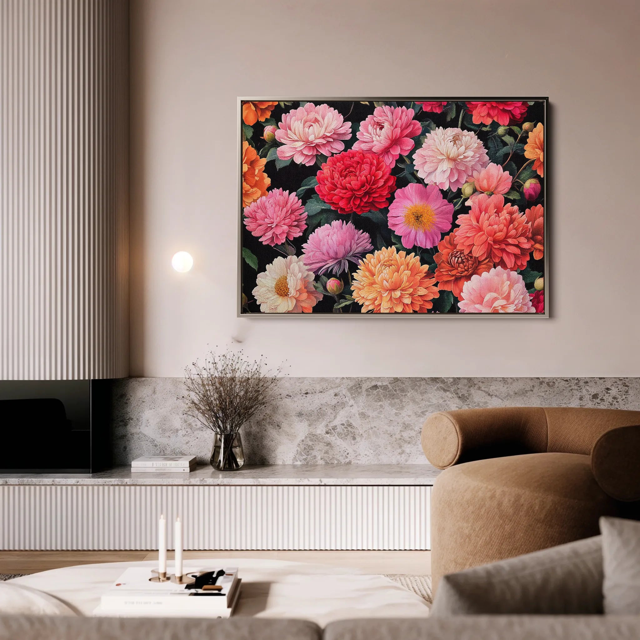 Floral 1077 Canvas Art 60 x 40 cm / Black