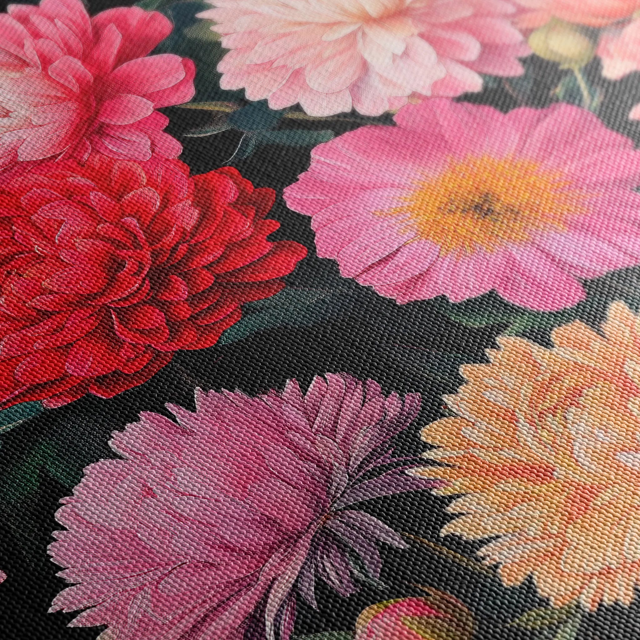 Floral 1077 Canvas Art 60 x 40 cm / Black