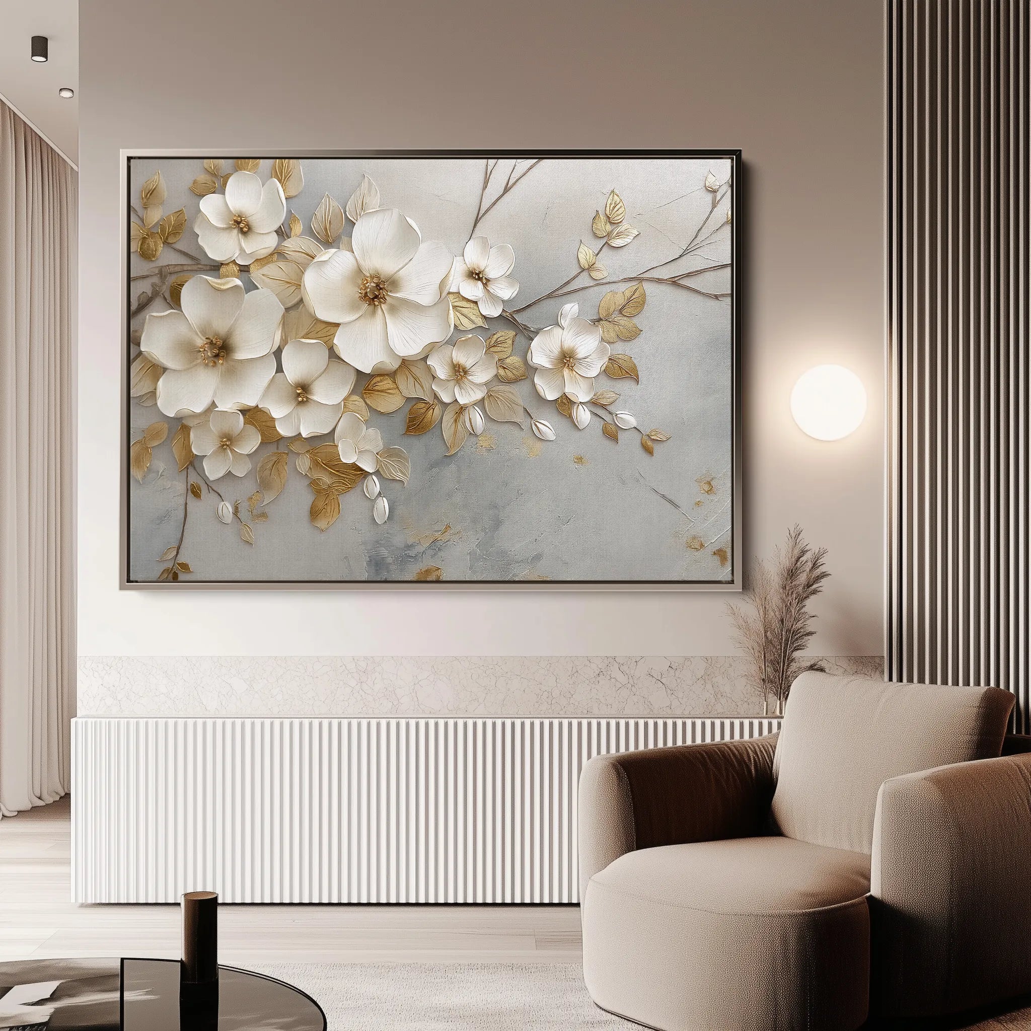 Floral 108 Canvas Art 60 x 40 cm / Black