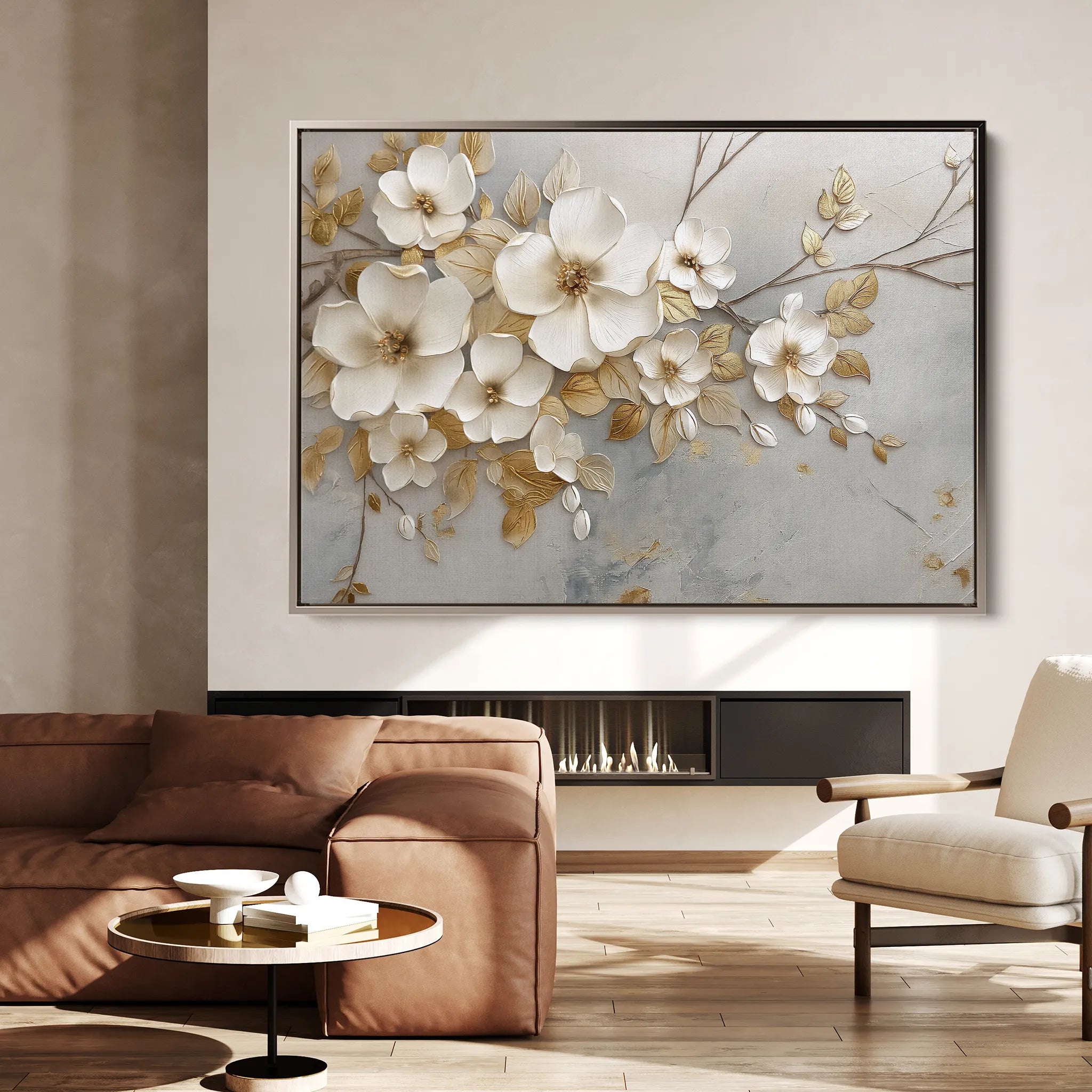 Floral 108 Canvas Art 60 x 40 cm / Black