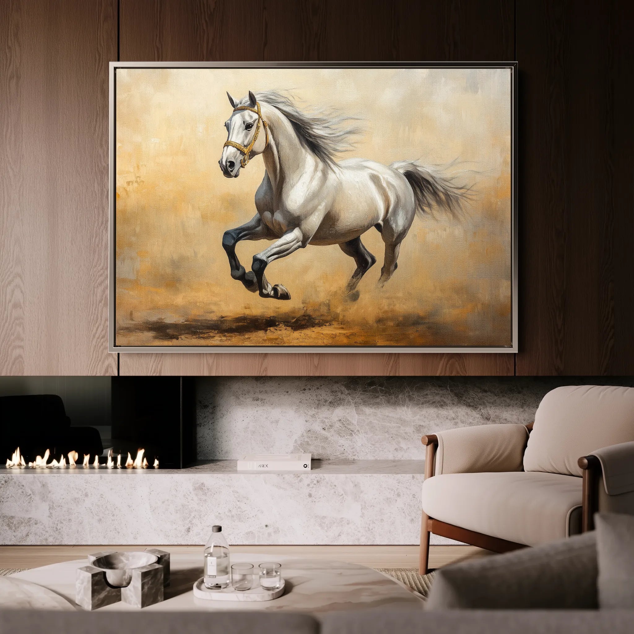 Horses 108 Canvas Art 60 x 40 cm / Black