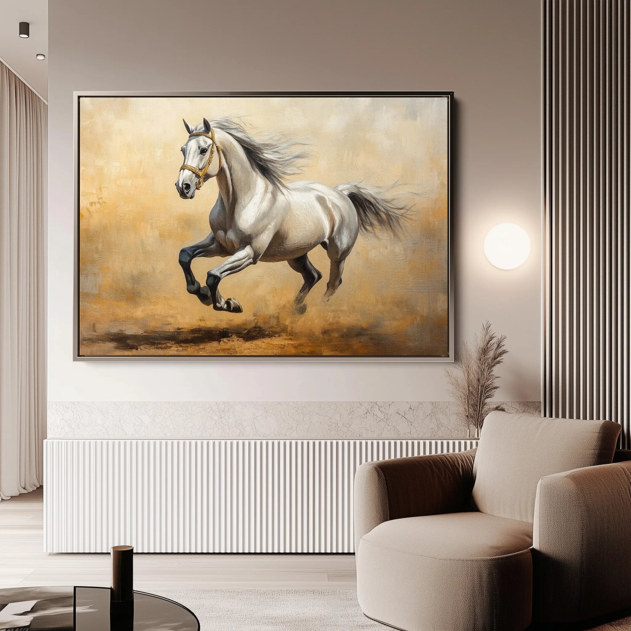 Horses 108 Canvas Art 60 x 40 cm / Black