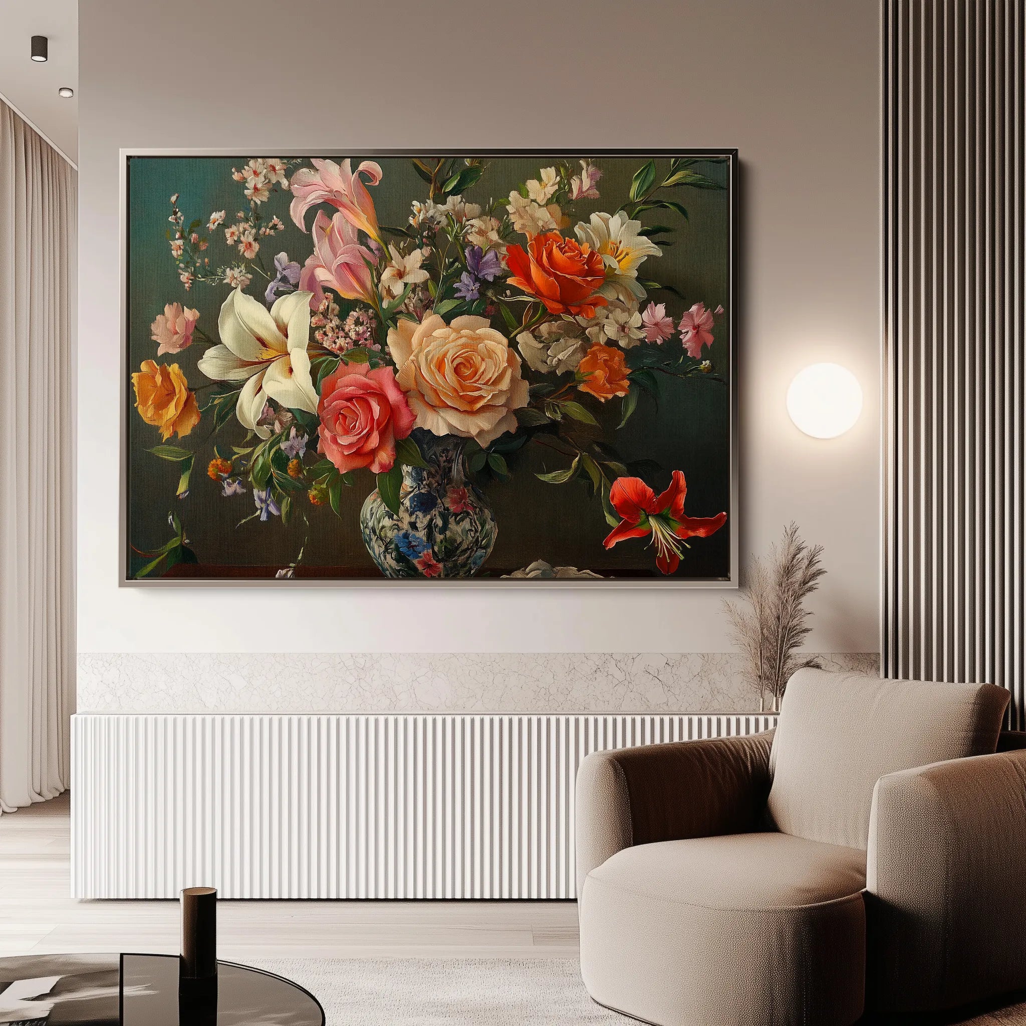Floral 1082 Canvas Art 60 x 40 cm / Black