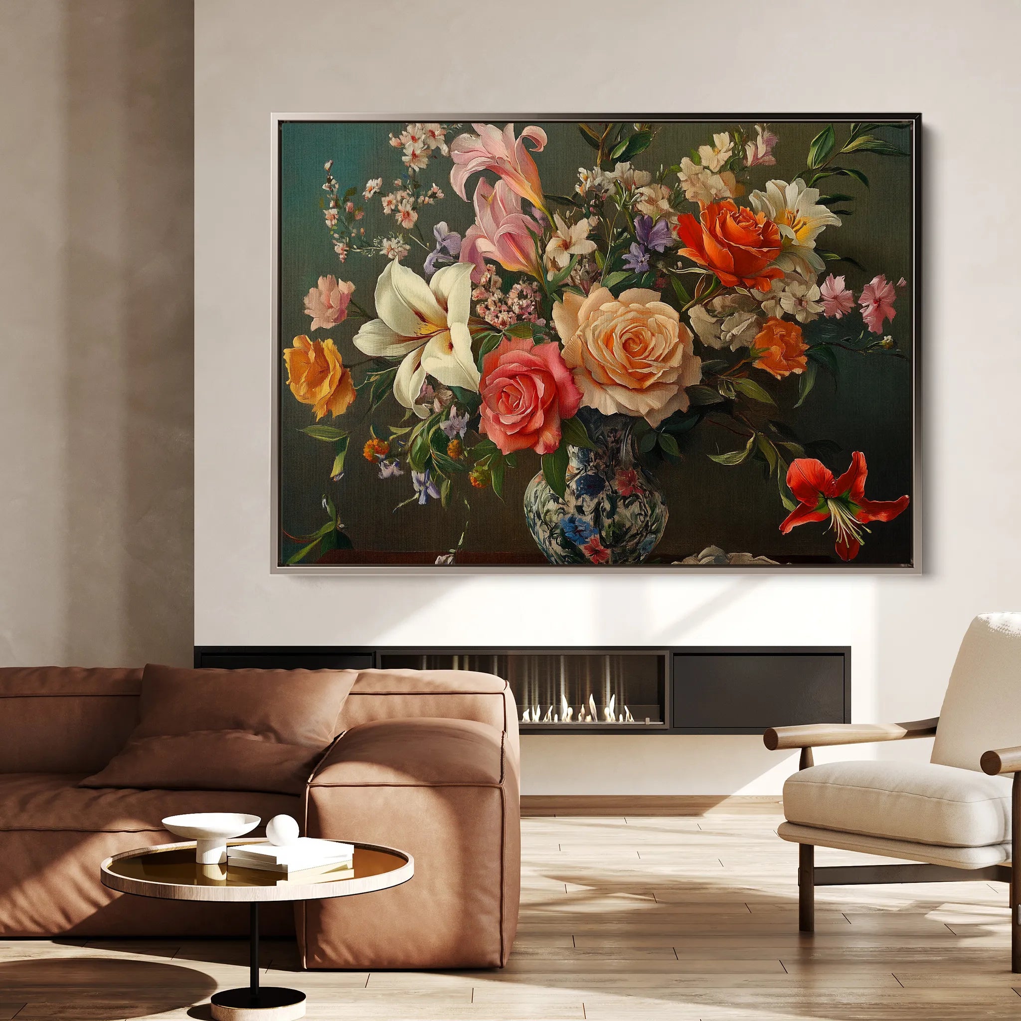 Floral 1082 Canvas Art 60 x 40 cm / Black