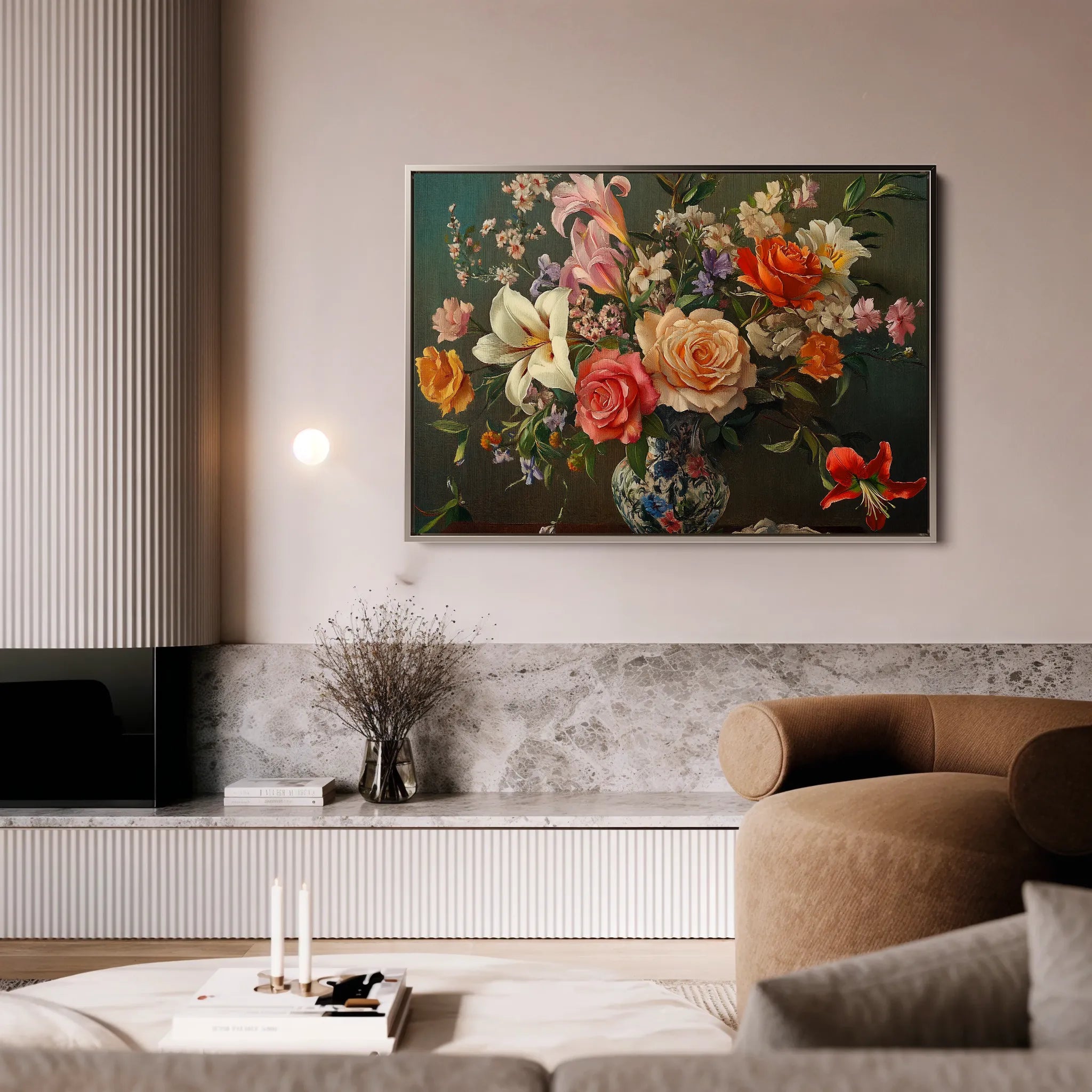 Floral 1082 Canvas Art 60 x 40 cm / Black